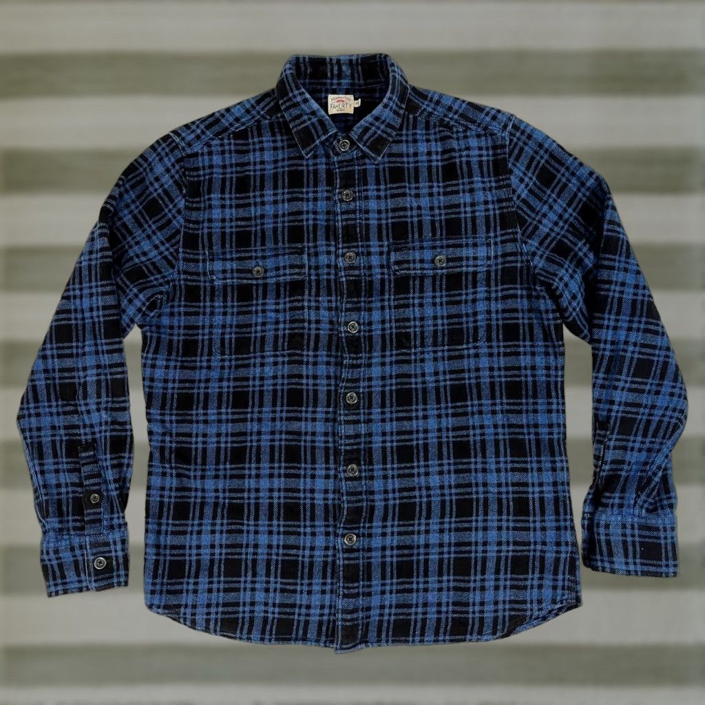 Faherty VINTAGE Faherty Indigo Workshirt Indigo Night Plaid Flannel Button-Up M Faherty Mens Size US M / EU 48-50 / 2 - 1 Thumbnail