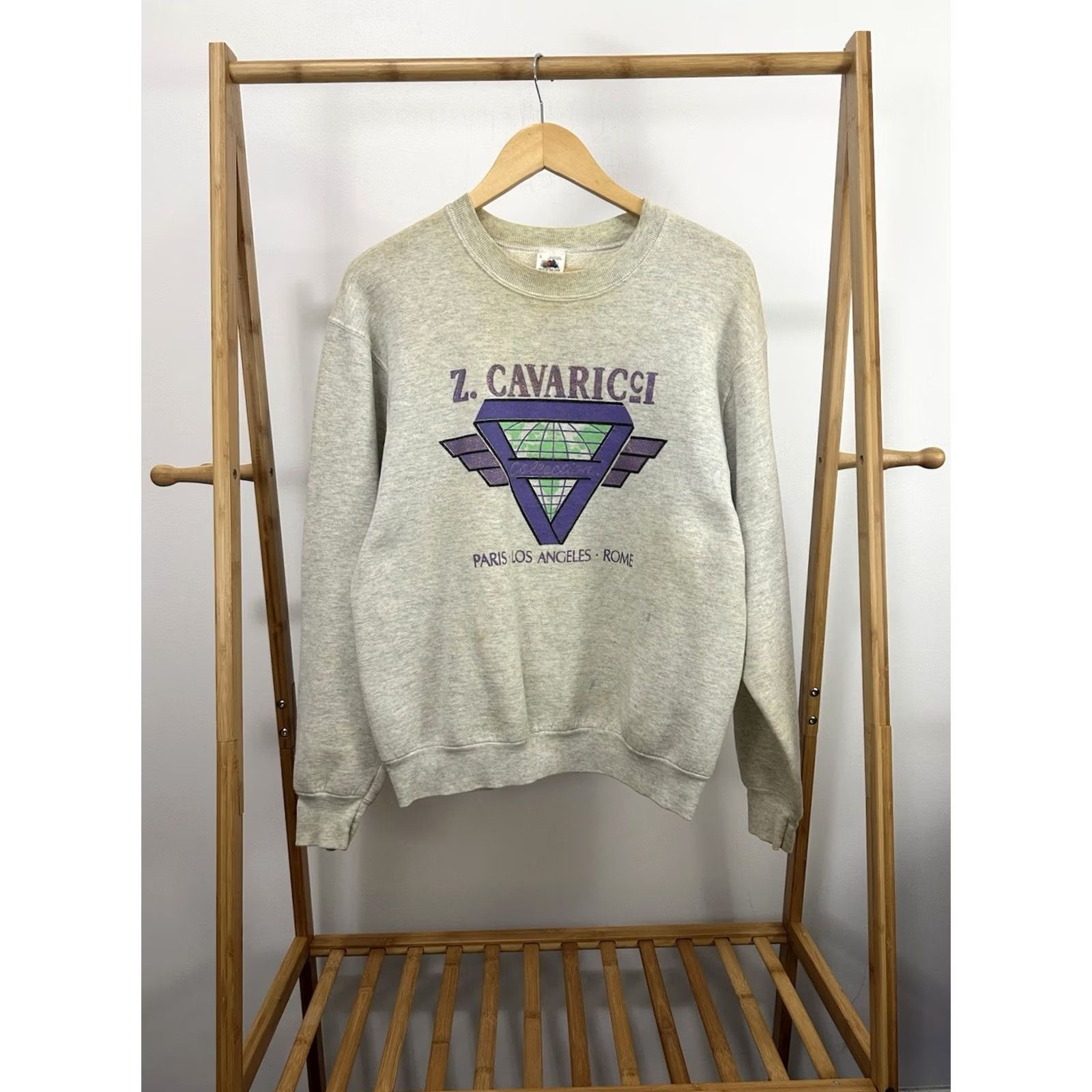Vintage VTG Z. Cavaricci Sweatshirt Mens L Heather Gray Pullover High Waisted Denim Jean Promo Crewneck Size L Size US L / EU 52-54 / 3 - 2 Thumbnail