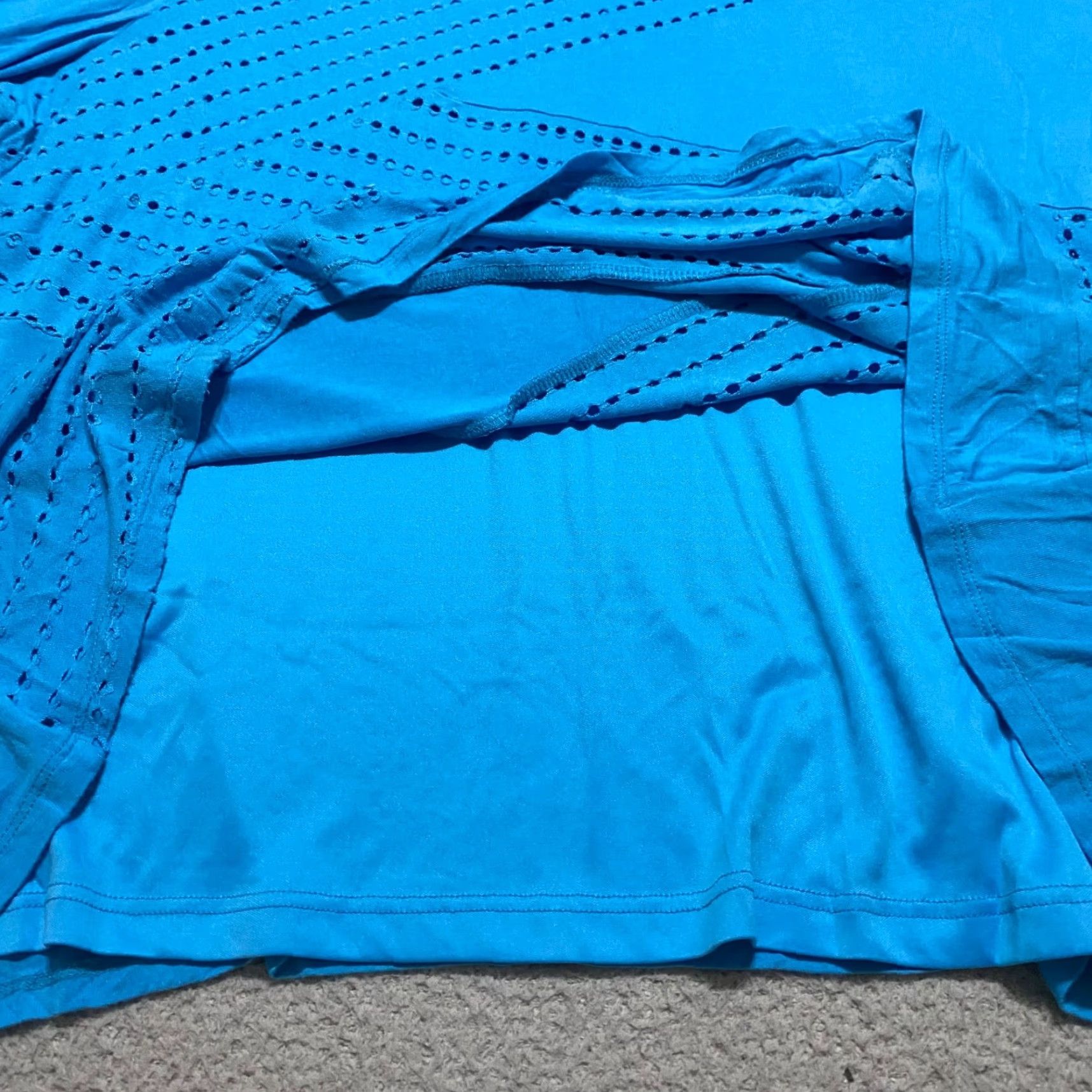 Vintage Lane Bryant Womens Blouse Shirt Geometric Round Neck Long Sleeve Blue 26 Plus Rayon Spandex Size 4XL / US 24-26 - 6 Thumbnail