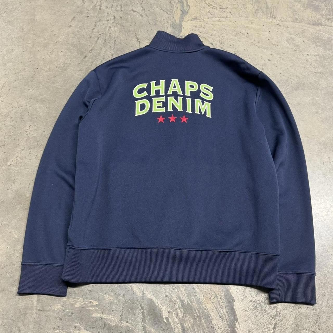 Chaps × Vintage VTG Y2K Chaps Denim Striped Zip Up Track Jacket Size US L / EU 52-54 / 3 - 5 Thumbnail