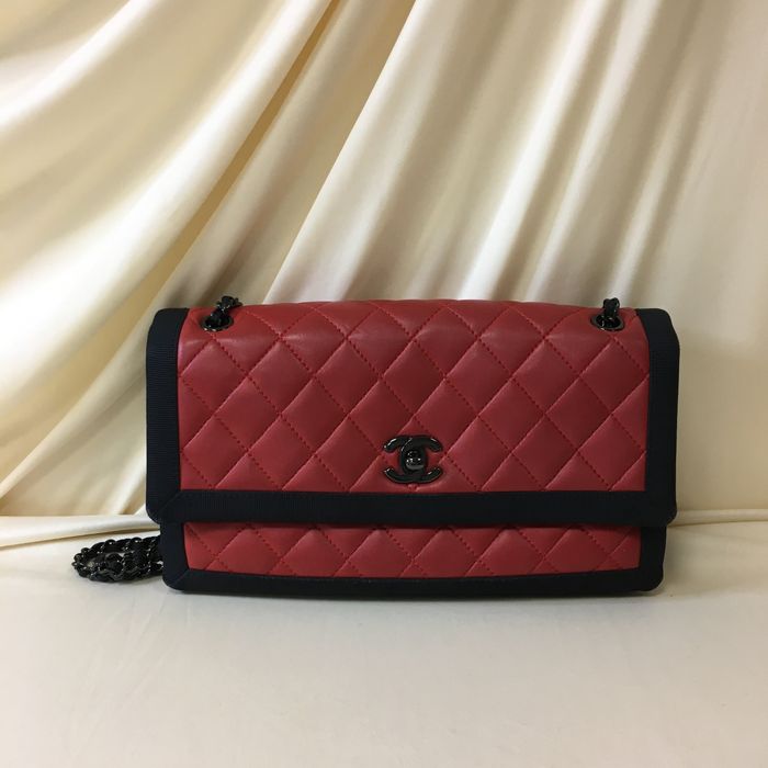 Chanel Pre Owned Chanel Red Black Metal Lambskin Shoulder Bag Sku 65086 Grailed