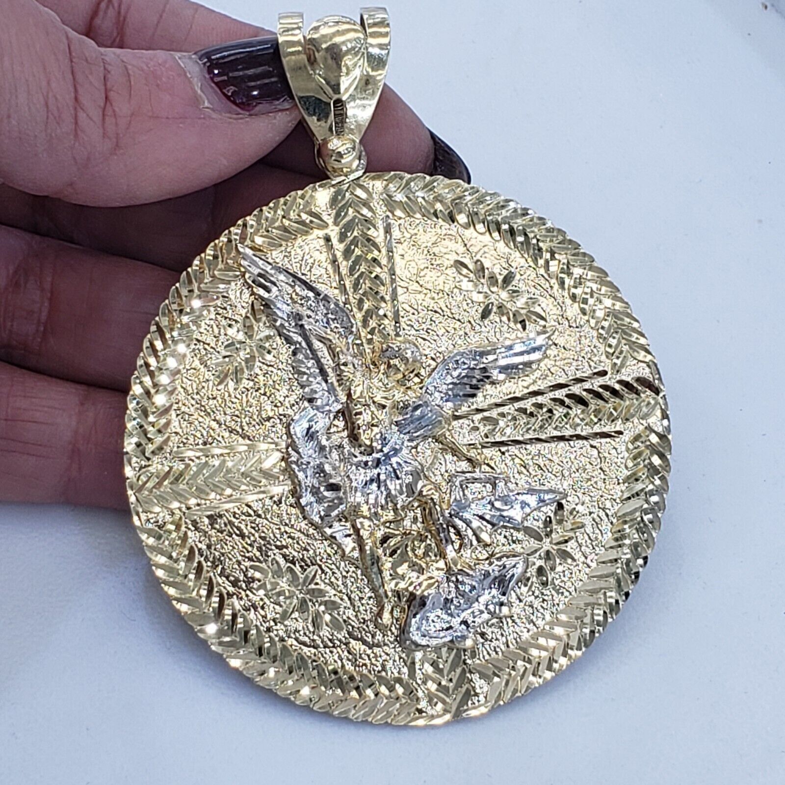 Other Solid 14k Gold saint Michael Pendant Charm Heavy Size ONE SIZE - 6 Thumbnail