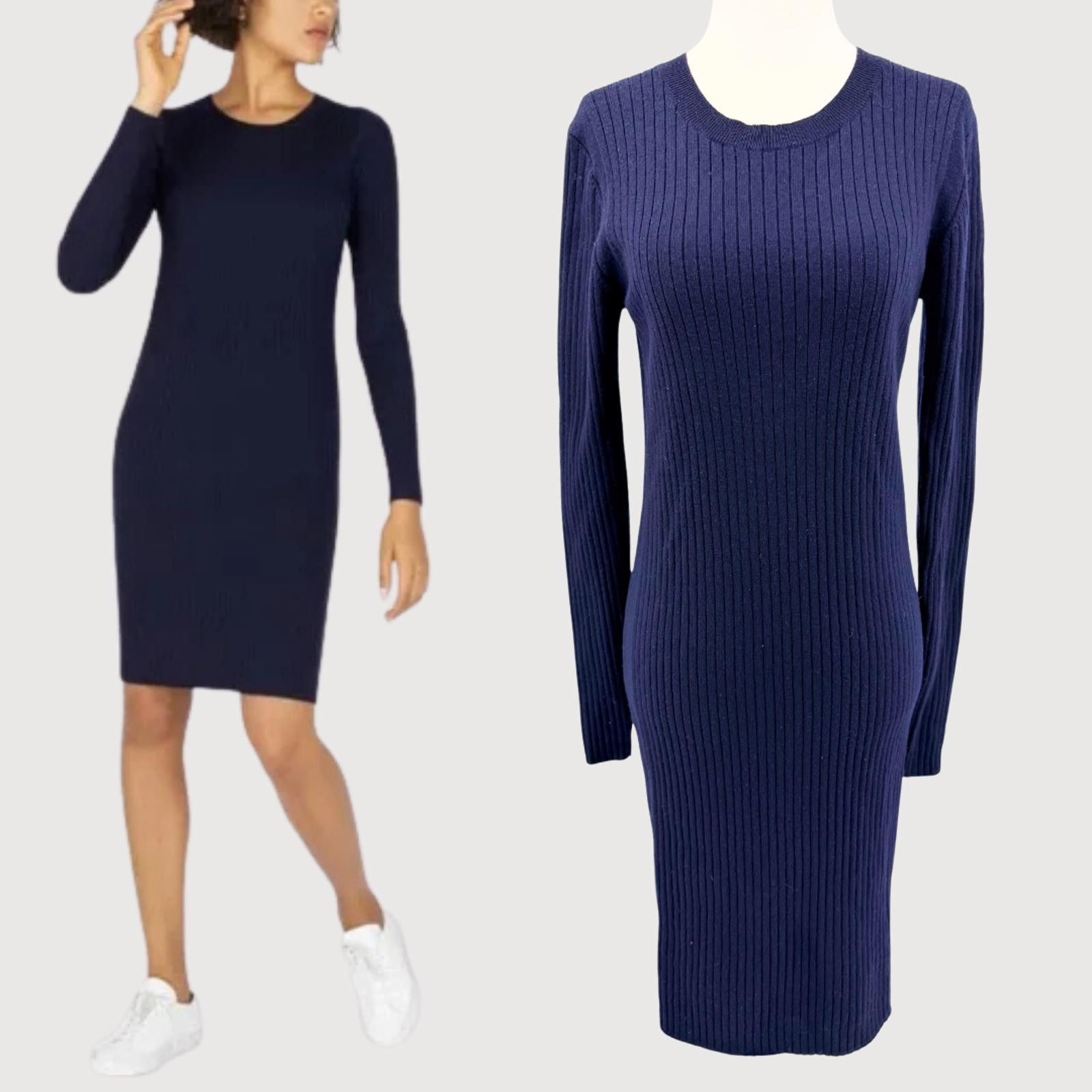 Everlane Everlane Ribbed Wool Sweater Dress Navy Long Sleeve M Size M / US 6-8 / IT 42-44 - 1 Thumbnail