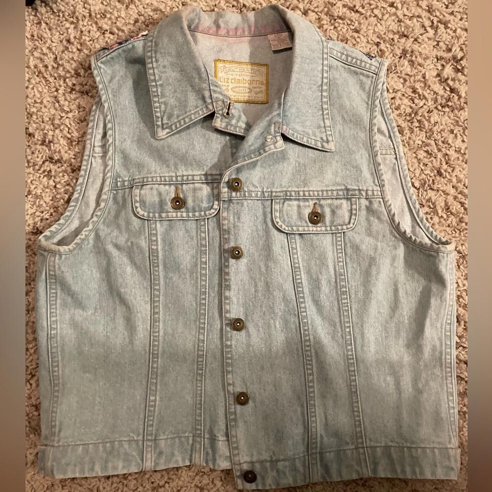 Designer American Sunglasses 4th of July Patterned Jean Vest Size M / US 6-8 / IT 42-44 - 1 Thumbnail