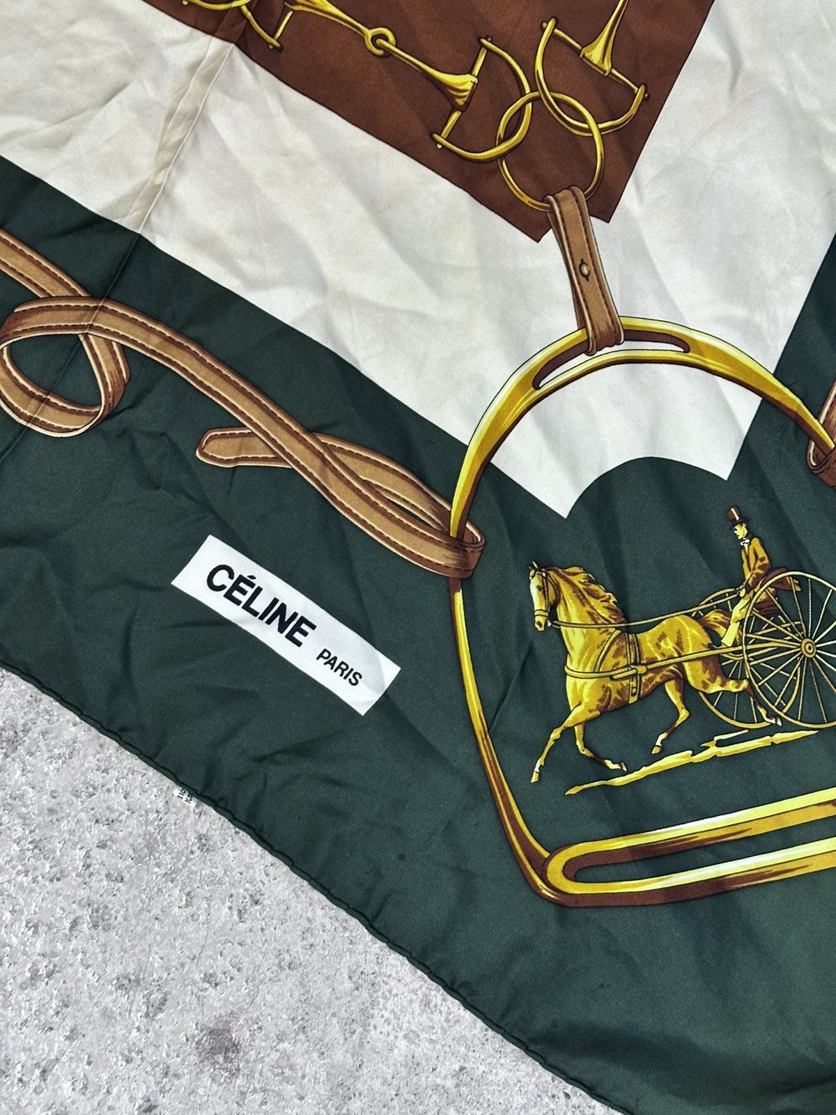 Celine Auth Celine Carriage Horse Silk Scarf Vintage Rare Retro Size ONE SIZE - 8 Thumbnail