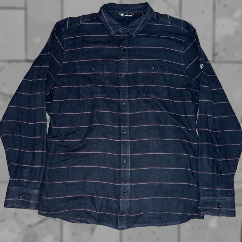 TravisMathew VINTAGE Travis Mathew Navy Blue Long Sleeve Button-Up Flannel Shirt Mens 2XL Blue Flannel Button-Up Man Shirt Size US XXL / EU 58 / 5 - 1 Thumbnail