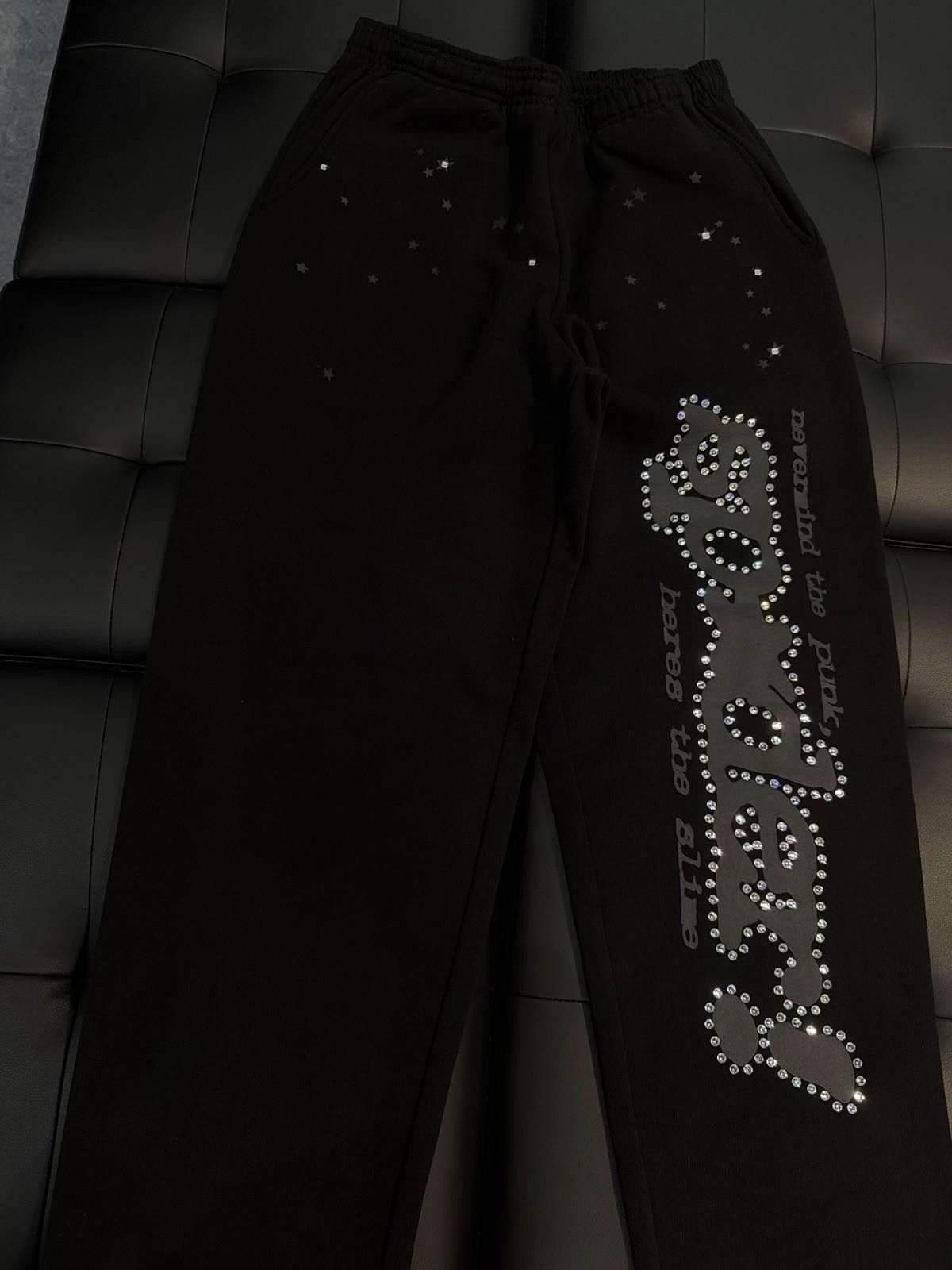 Sp5der Size S - Sp5der Worldwide Black VVS Stone Sweatpants Spider Size US 30 / EU 46 - 4 Thumbnail
