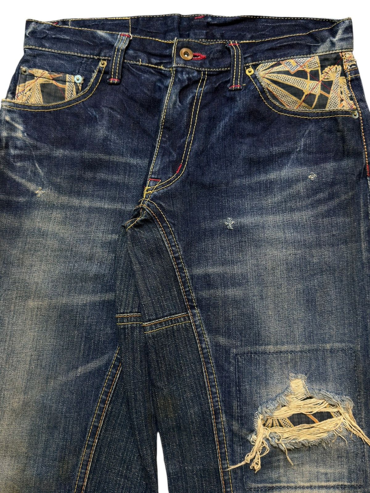 Eternal Vtg 90s Japan Eternal Faded Thunder Wash Distressed Wide Leg Size US 31 - 4 Thumbnail
