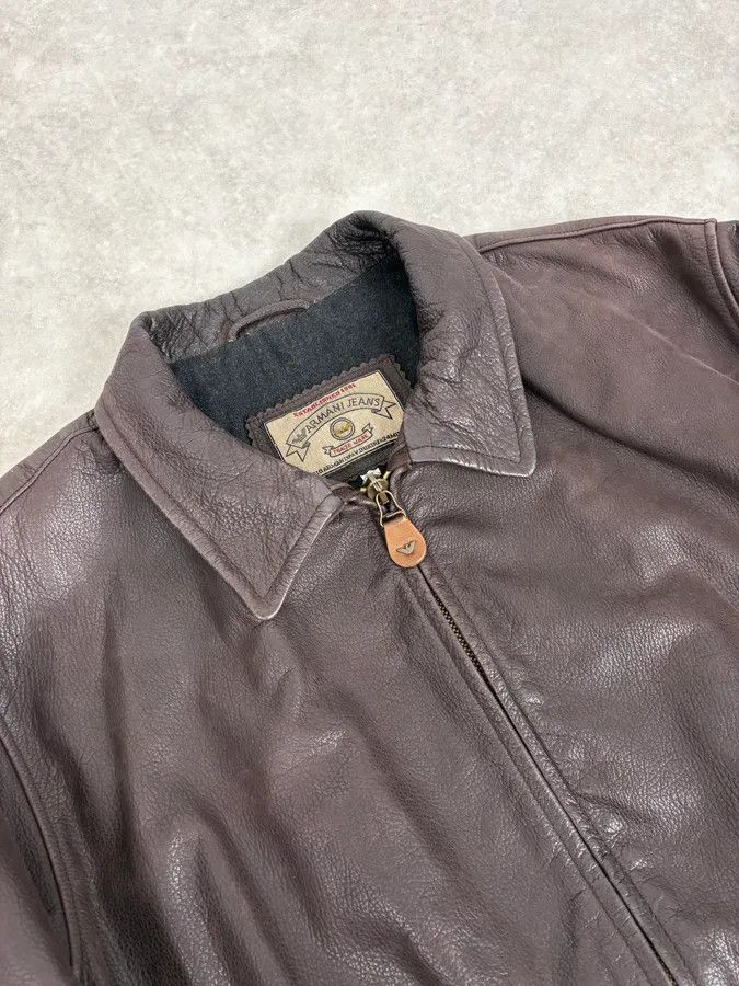 Armani 1990s Armani Brown Leather Bomber Jacket Size US M / EU 48-50 / 2 - 5 Thumbnail
