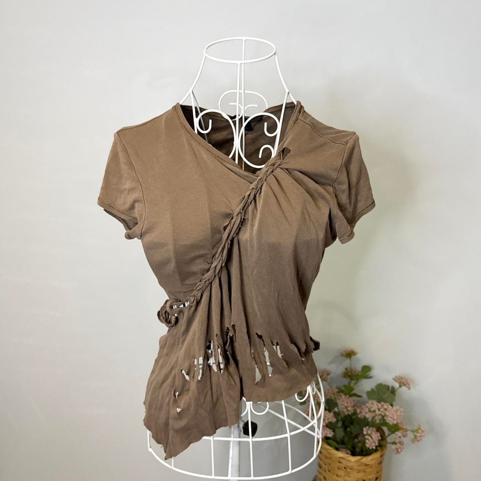 Express 90s express vintage y2k distressed grunge brown baby tee Size M / US 6-8 / IT 42-44 - 2 Thumbnail