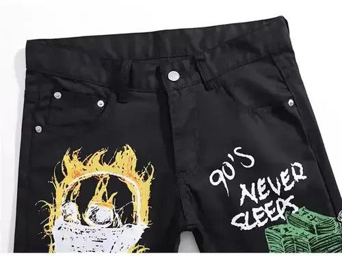Vintage Graphic Stacked Black Denim Size US 32 / EU 48 - 1 Thumbnail