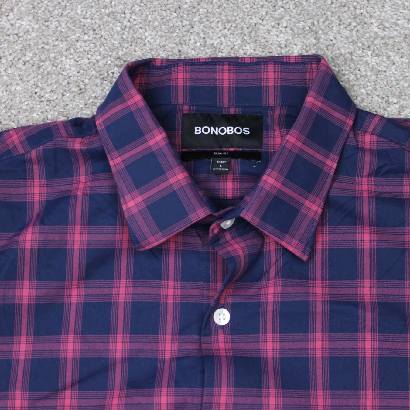 Bonobos Bonobos Slim Fit Shirt Mens Large Short Purple/Blue Classic Plaid Button-Up Long Sleeve Nylon Spandex Breathable 93% Nylon 7% Spandex Size US L / EU 52-54 / 3 - 4 Thumbnail