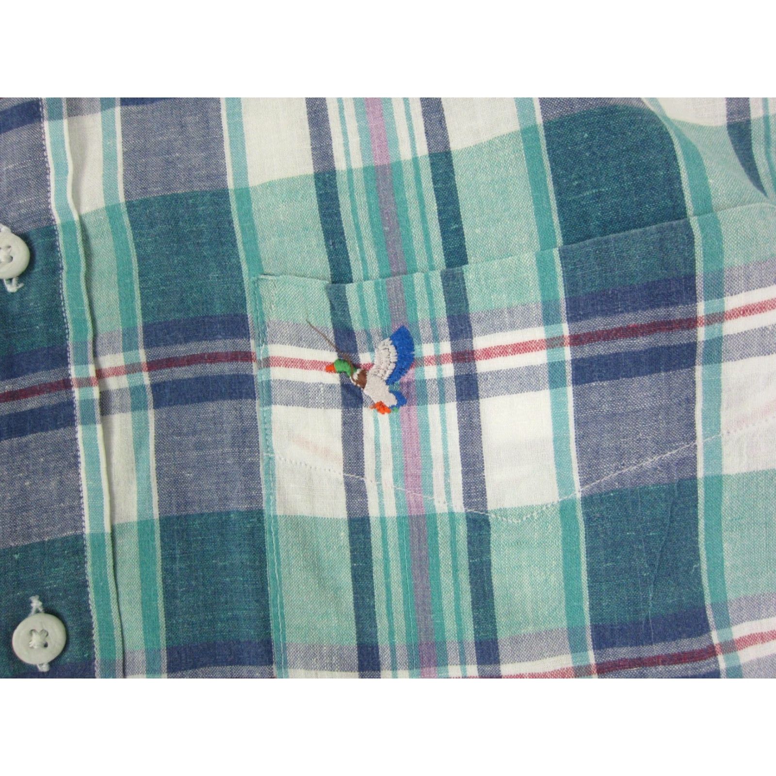 Vintage Flying Scotsman Shirt XL Blue Plaid Mens Button-Up Short Sleeve 90s Casual Cotton Made in USA Size US XL / EU 56 / 4 - 3 Thumbnail