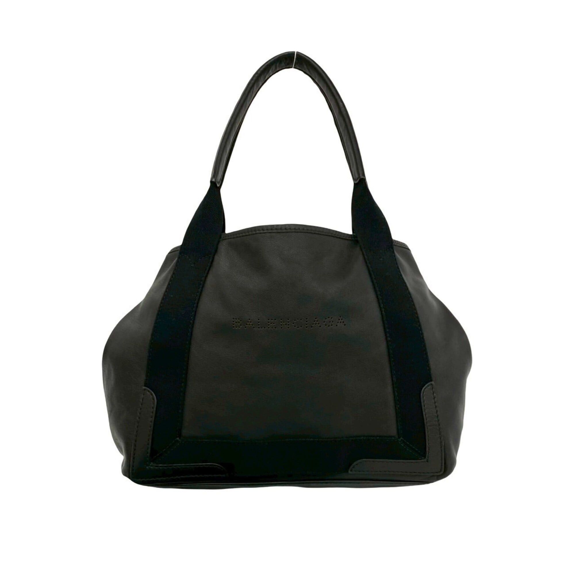 Balenciaga BALENCIAGA Navy Cabas XS Leather Canvas Tote Bag Handbag Semi-Shoulder Black 87602 Size ONE SIZE - 1 Thumbnail