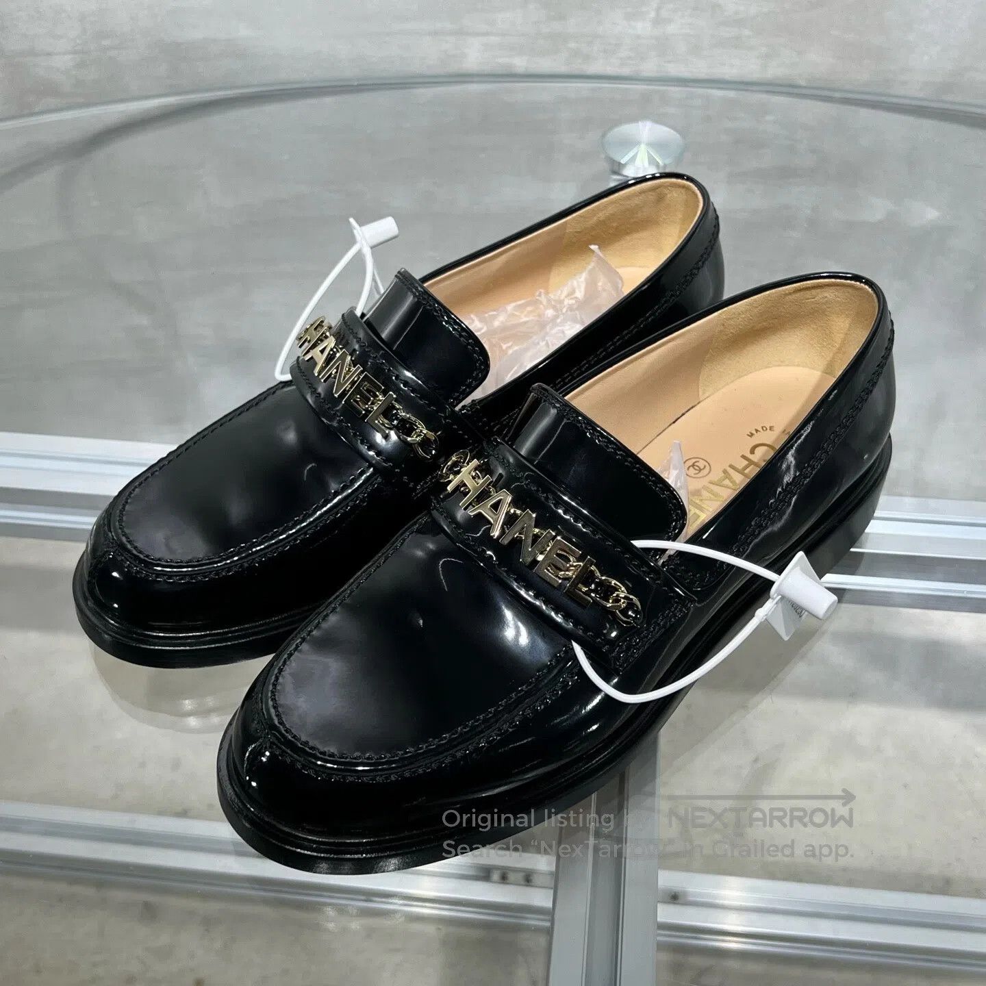 Chanel Chanel Black gold letters, Loafers Size US 7 / IT 37 - 1 Thumbnail