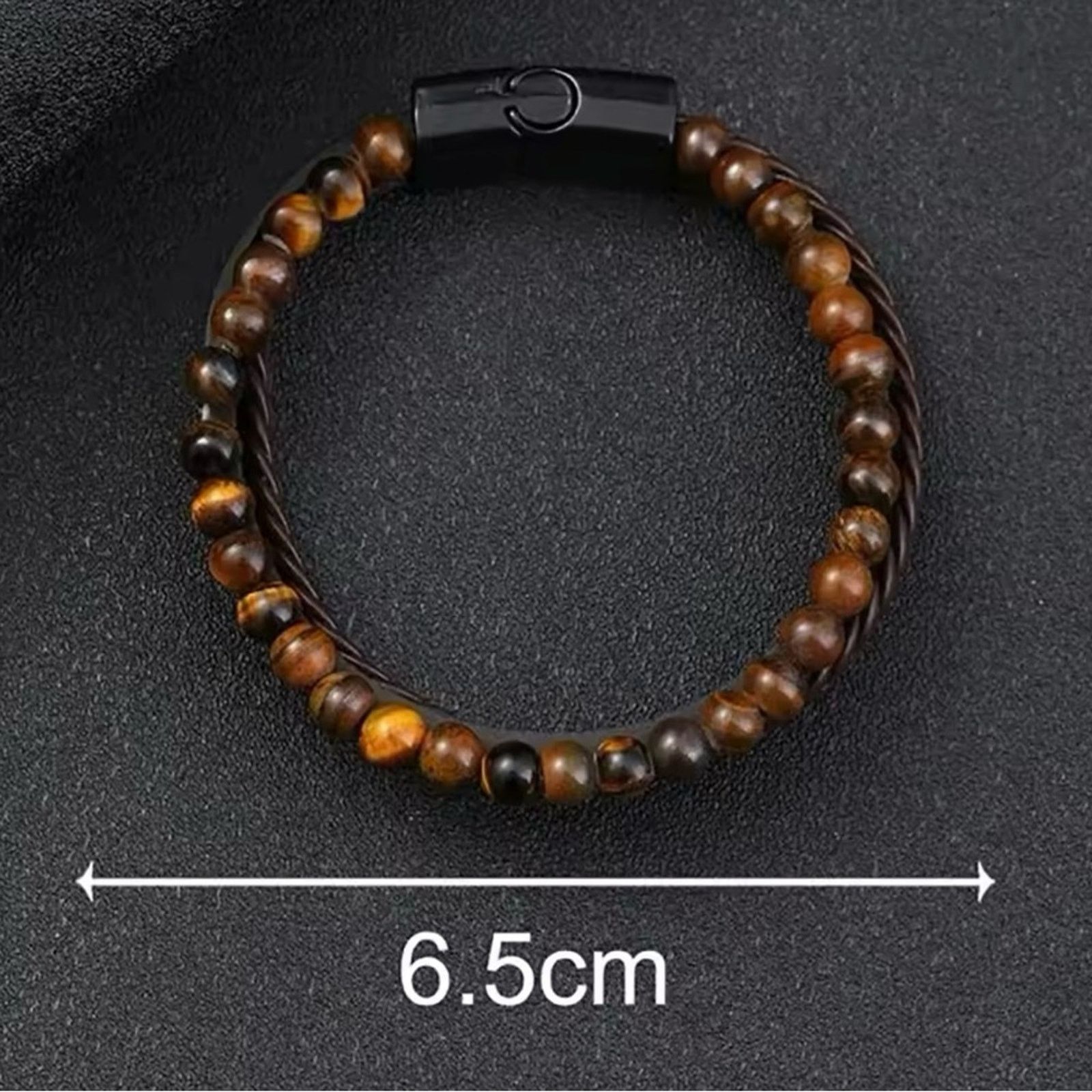 Other Tiger Eye Stone Leather Three -Layer Men's Bracelet Size ONE SIZE - 2 Thumbnail