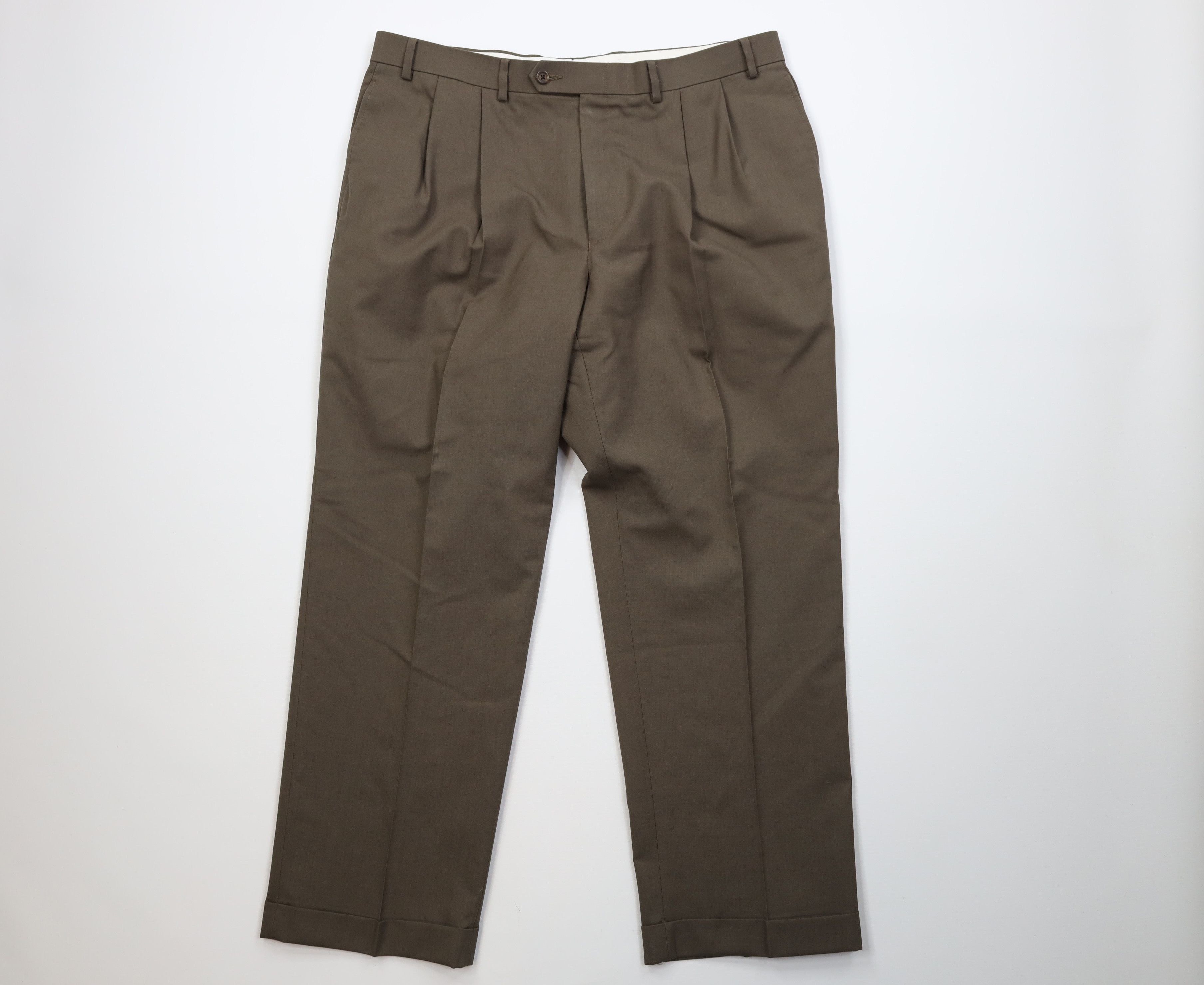 Ralph Lauren Vintage 90s Ralph Lauren Pleated Wide Leg Chino Pants Brown Size US 38 / EU 54 - 1 Thumbnail
