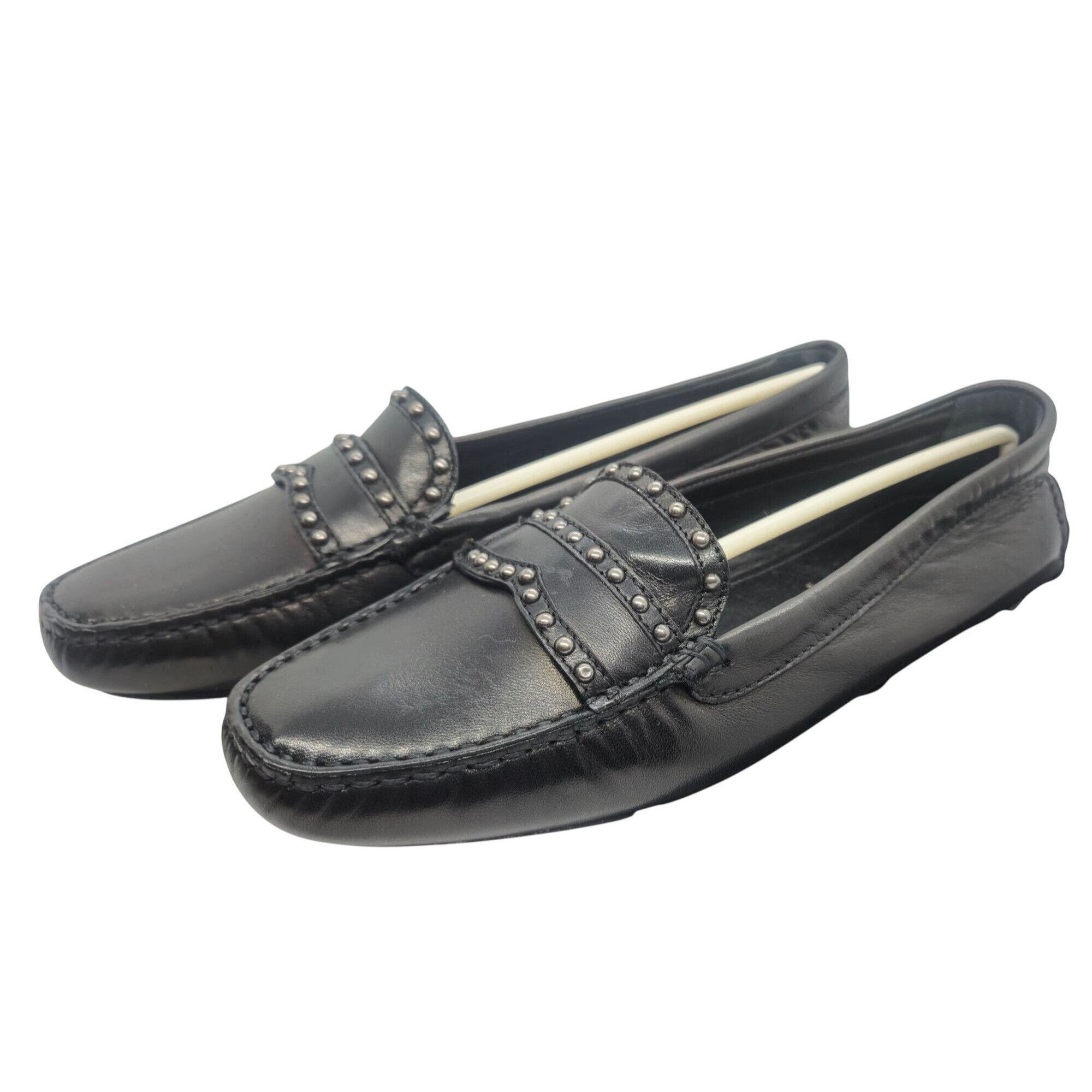 Prada Prada Black Leather Studded Loafers Size 38.5 In Original Bo Size US 8.5 / IT 38.5 - 2 Thumbnail