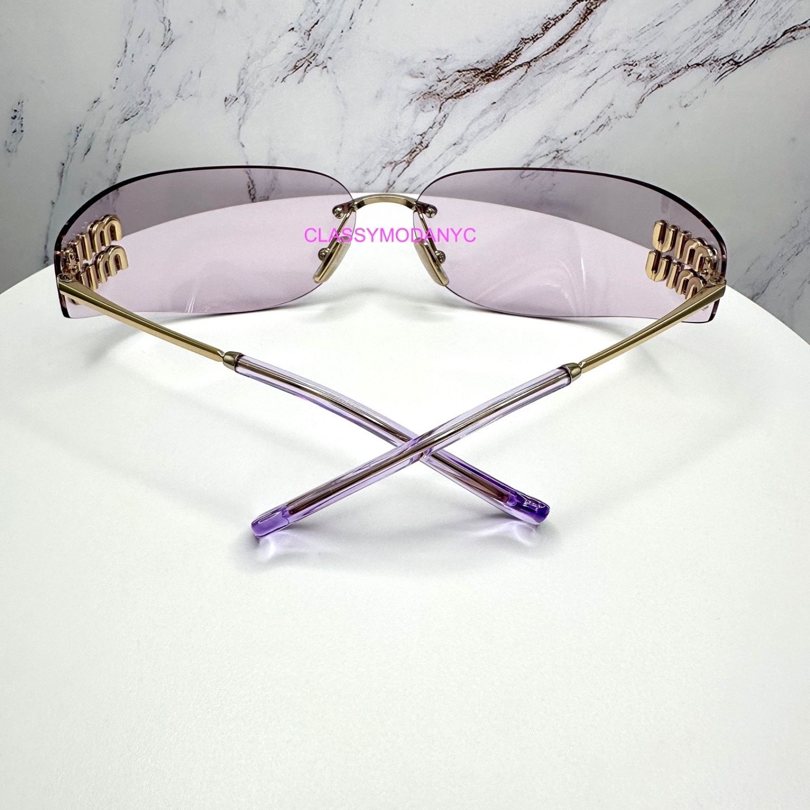 Miu Miu New MIU MIU Sunglasses Gold Pink Wrap AUTHENTIC Runway 2025 Size ONE SIZE - 21 Thumbnail