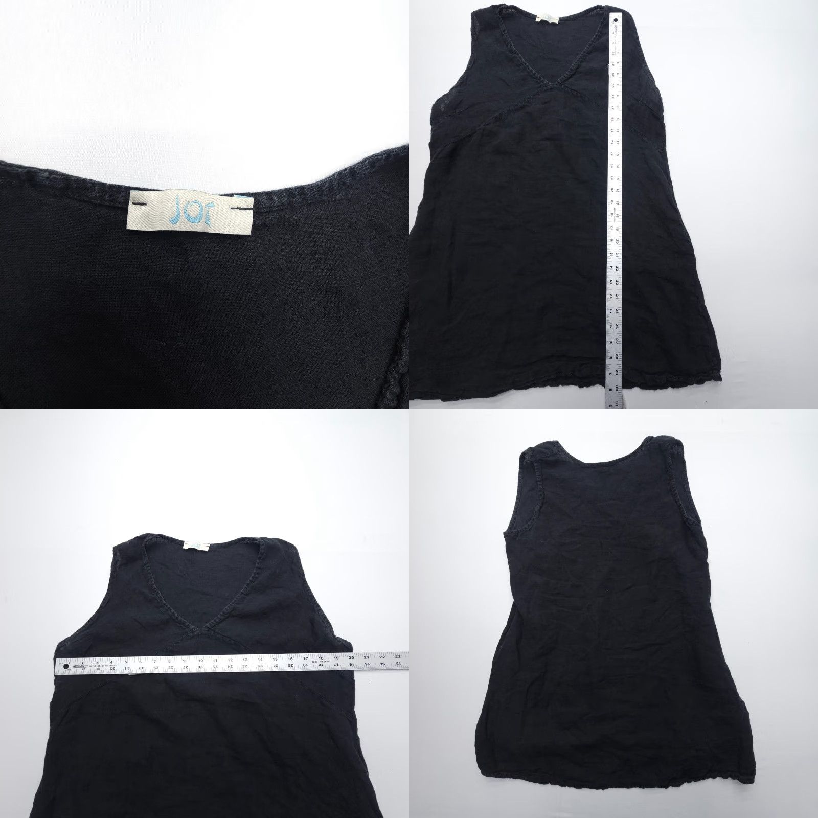 Vintage JOT Tunic Shirt Blouse Women One Size Black Linen Sleeveless V-Neck Knit Solid Made in Italy Size ONE SIZE - 8 Thumbnail