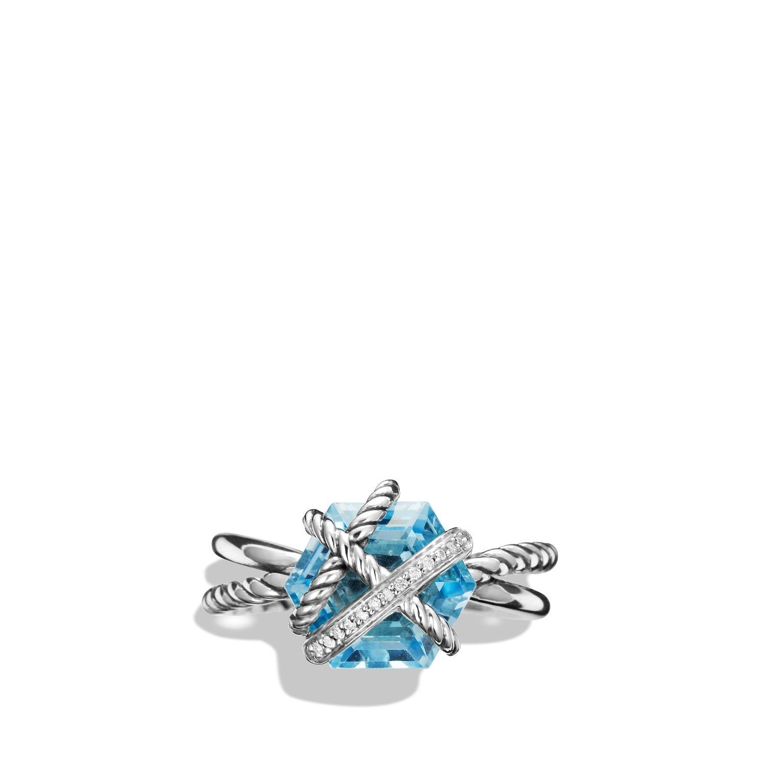 David Yurman o1w1db10325 Cable Wrap Ring Sterling Silver with Blue Topaz Size ONE SIZE - 2 Thumbnail