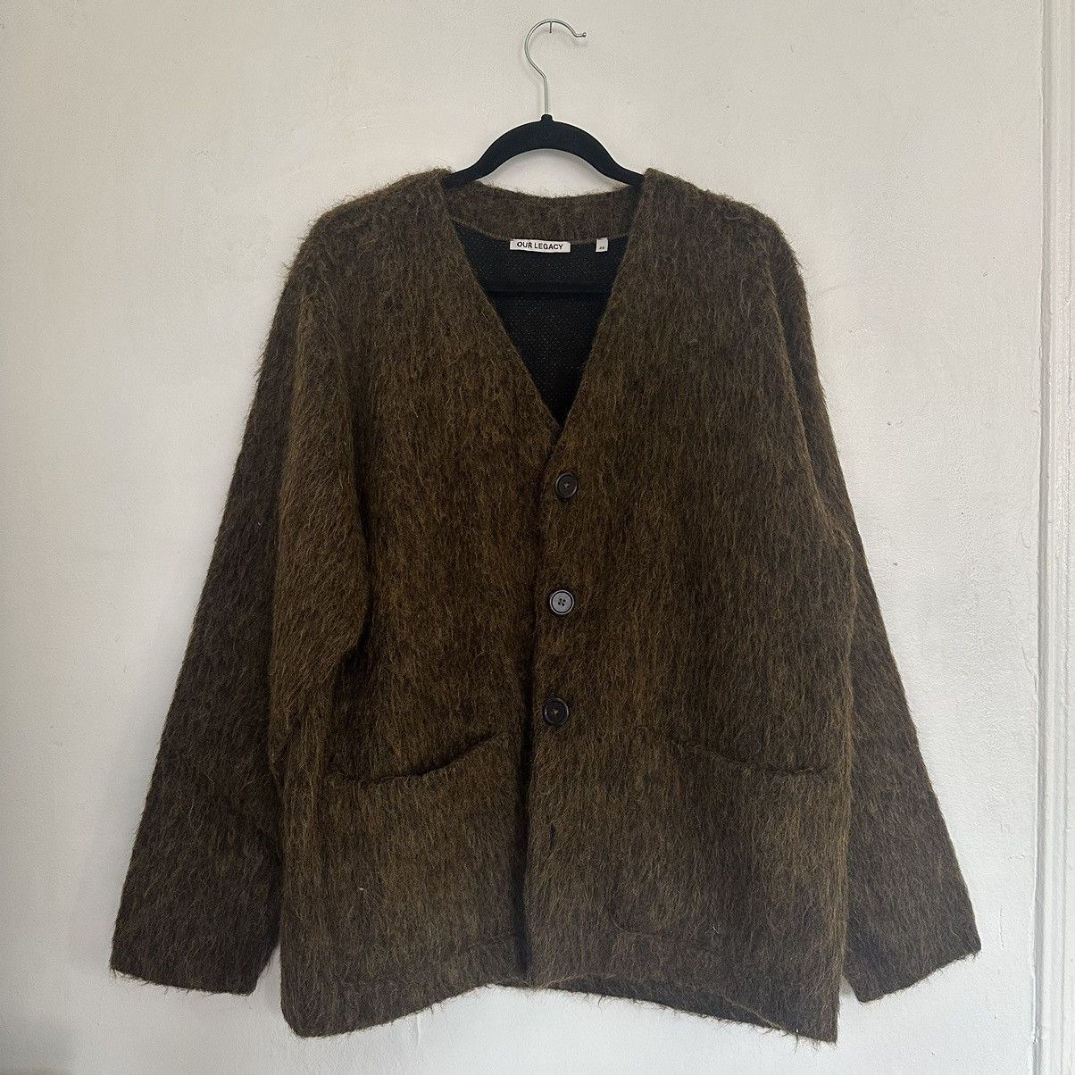 Our Legacy Our Legacy Olive Melange Mohair Cardigan | Grailed