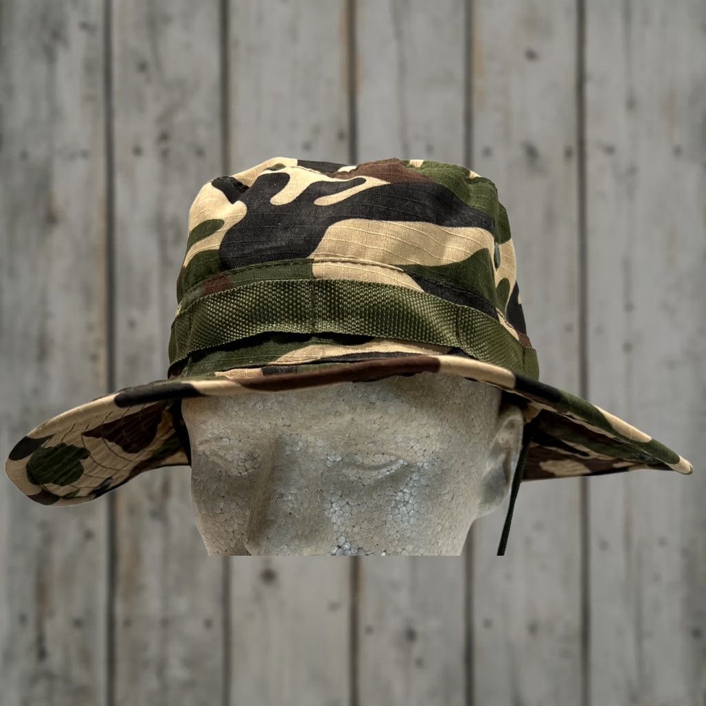 Vintage VINTAGE Military Boonie Bucket Hat Rip stop Camouflage Snaps Chin Strap Size ONE SIZE - 1 Thumbnail