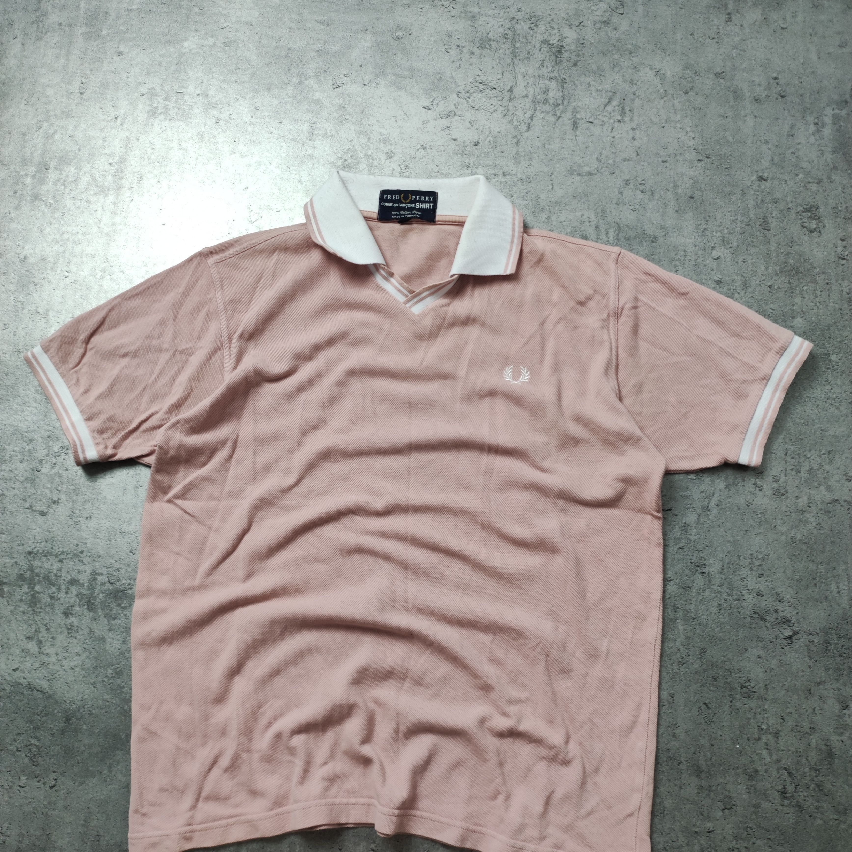 Comme des Garcons × Fred Perry RARE Comme Des Garcons x Fred Perry Pink Logo Polo Shirt Size US M / EU 48-50 / 2 - 2 Thumbnail