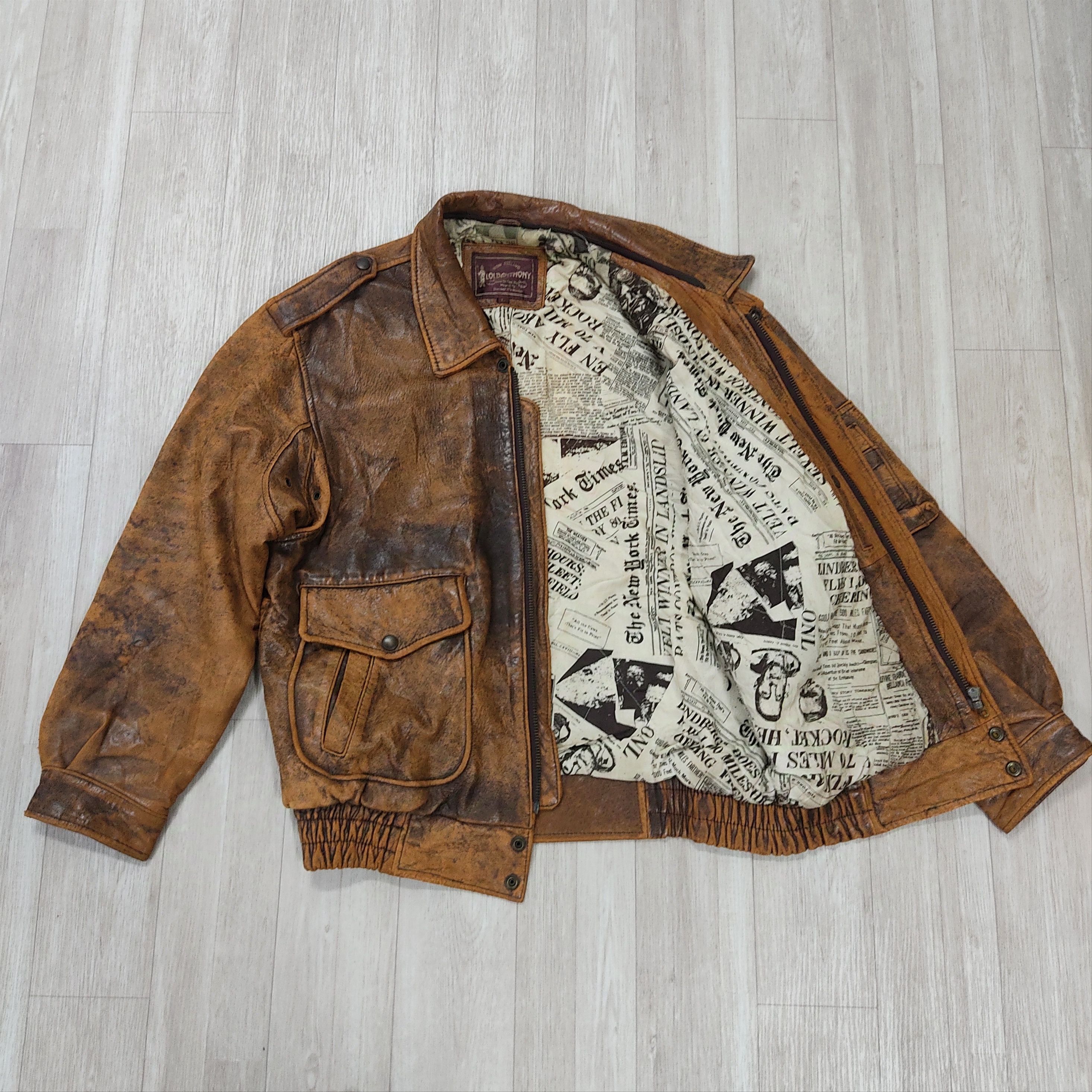 Genuine Leather G1 LOLDANTHONY Newspapers Lined Sheepskin Leather Jacket Size US L / EU 52-54 / 3 - 13 Thumbnail