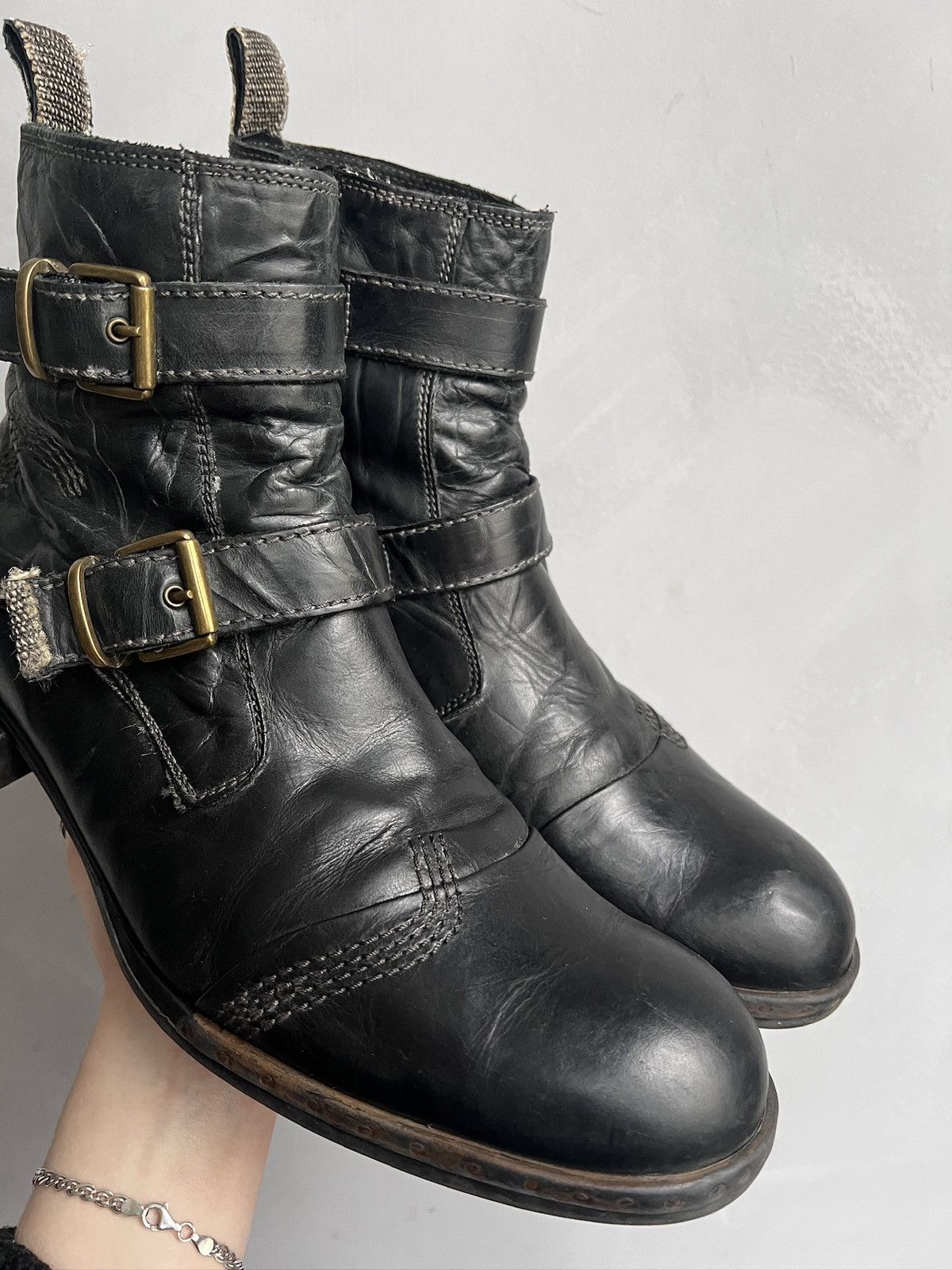 Undercover Vintage ankle belted western boots hedi slimane style 90s Size US 10 / EU 43 - 4 Thumbnail