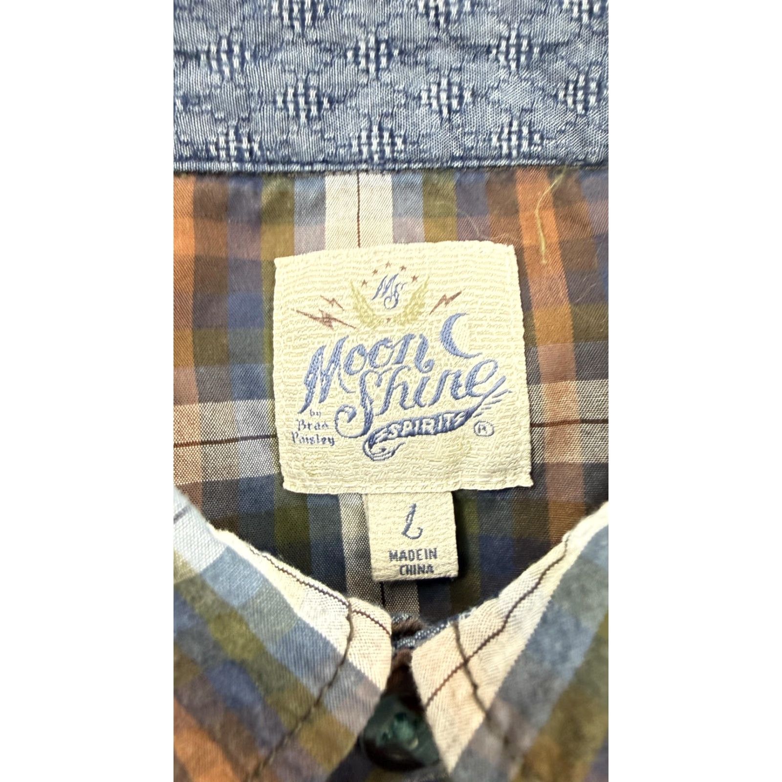 Vintage Moon Shine Spirit Shirt Mens Large Blue Plaid Western Snap Pearl Button Shirt Size US L / EU 52-54 / 3 - 5 Thumbnail