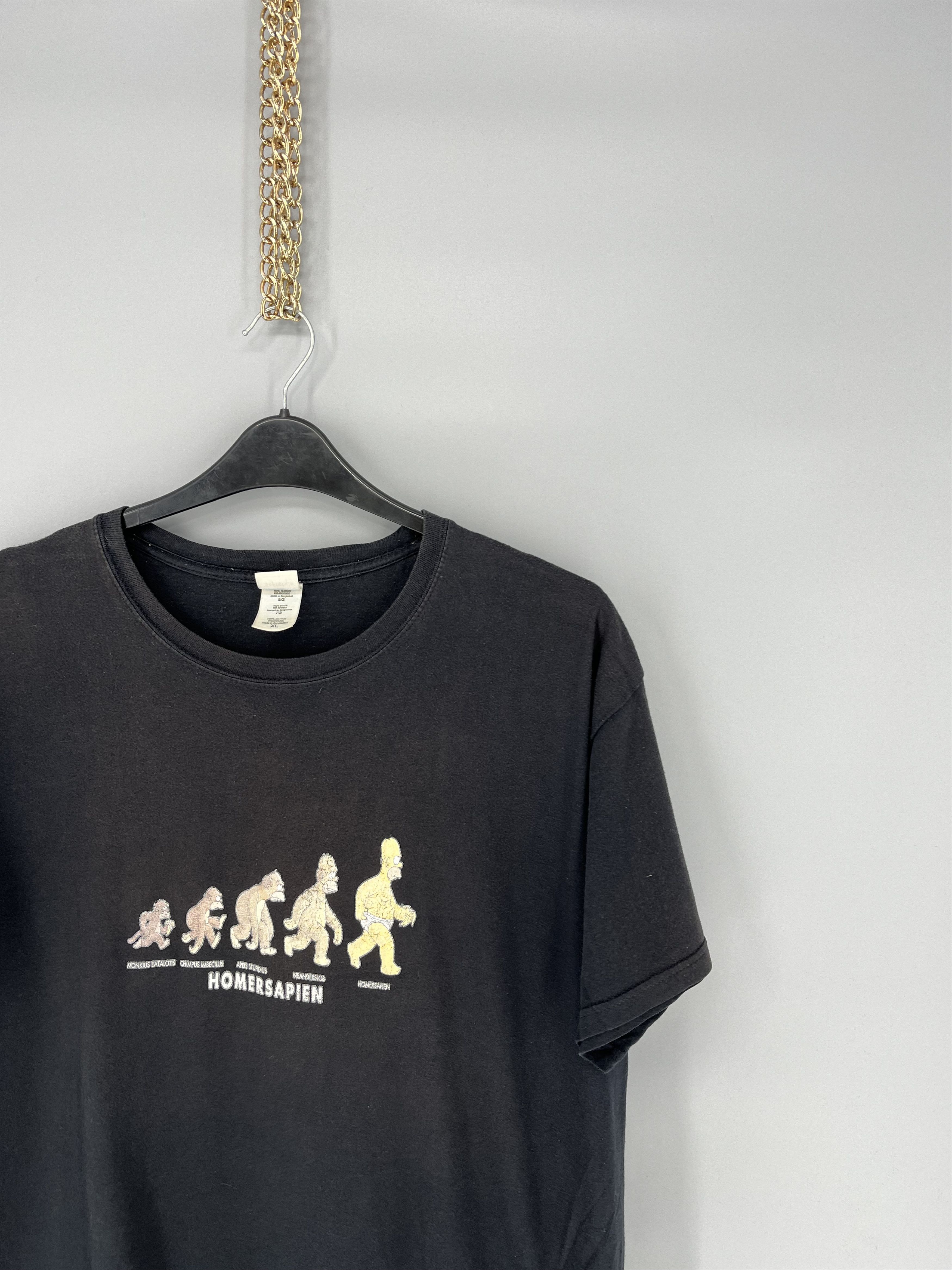 The Simpsons intage Homersapien Simpsons Black T-Shirt Y2K 90S Size US XL / EU 56 / 4 - 5 Thumbnail