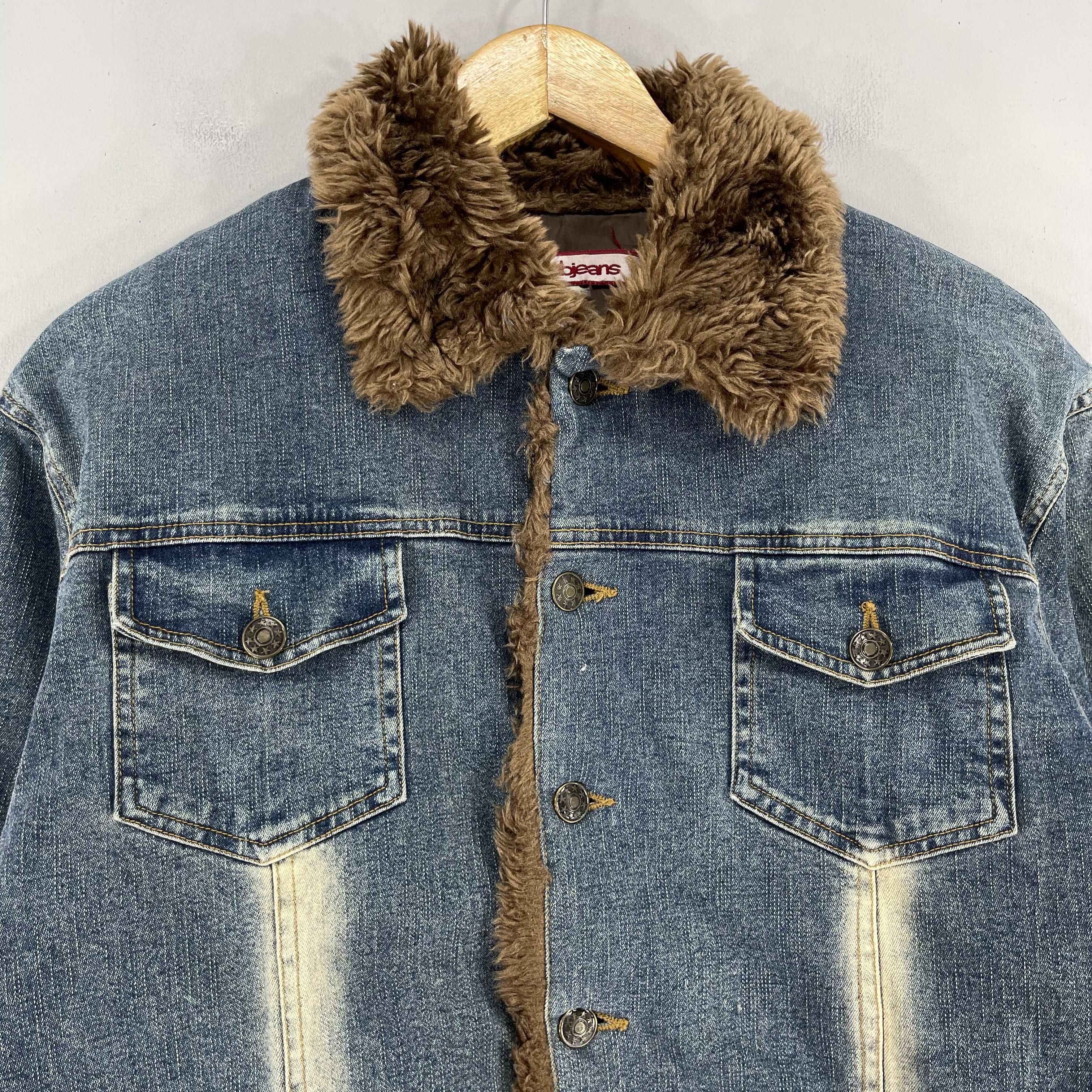 Other Vintage Distressed Winter Faux Fur Denim Button Up Jacket Size M / US 6-8 / IT 42-44 - 2 Thumbnail