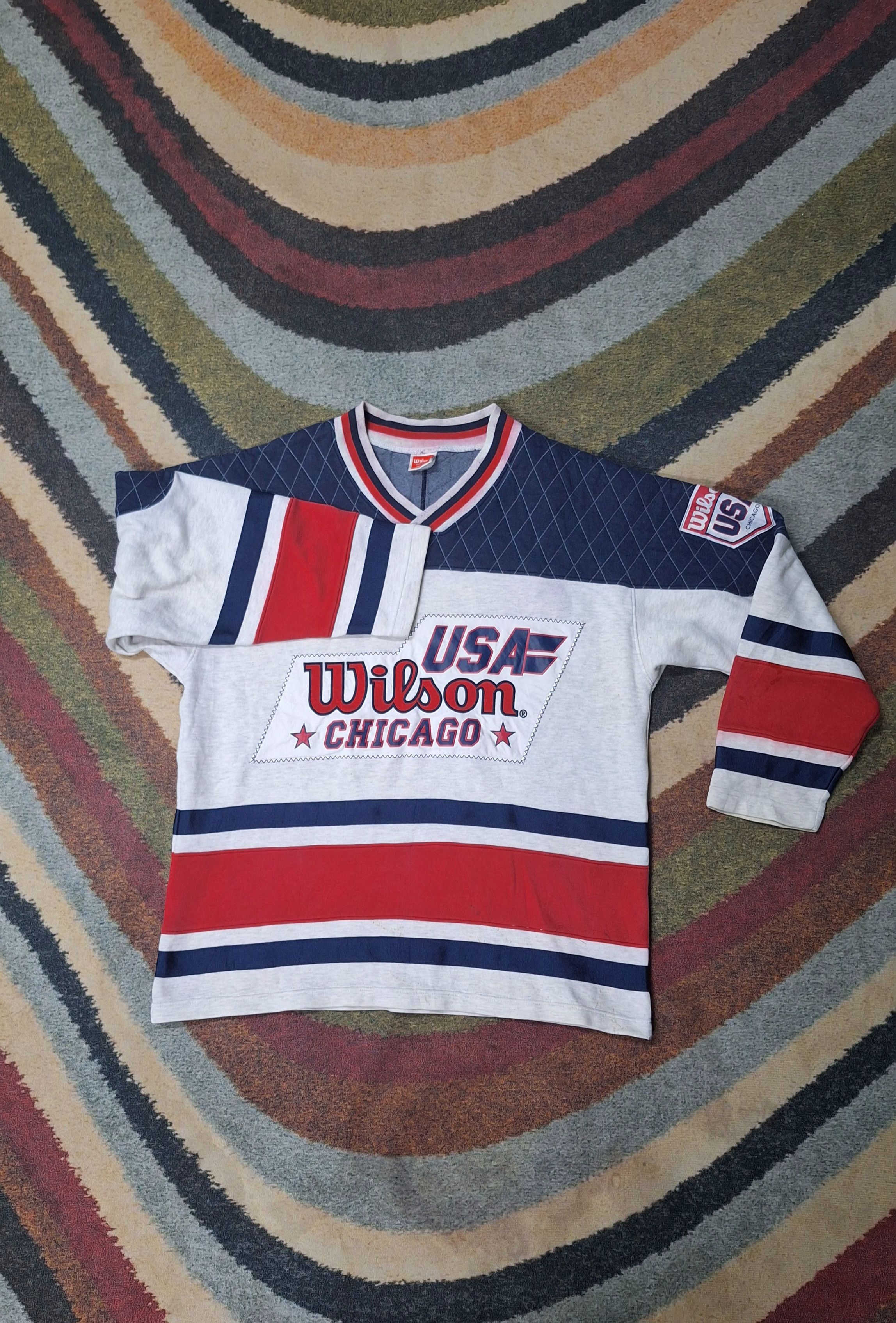 NHL × Wilson VINTAGE WILSON USA CHICAGO PULLOVER Size US L / EU 52-54 / 3 - 1 Thumbnail