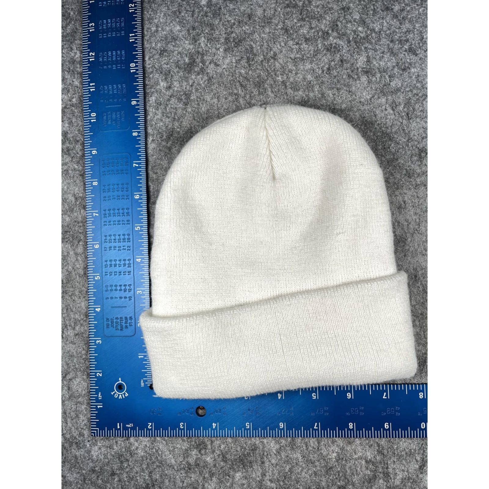 Vintage Thin Blue Line American Flag Beanie Mens One Size White Knit USA Winter Hat Size ONE SIZE - 4 Thumbnail