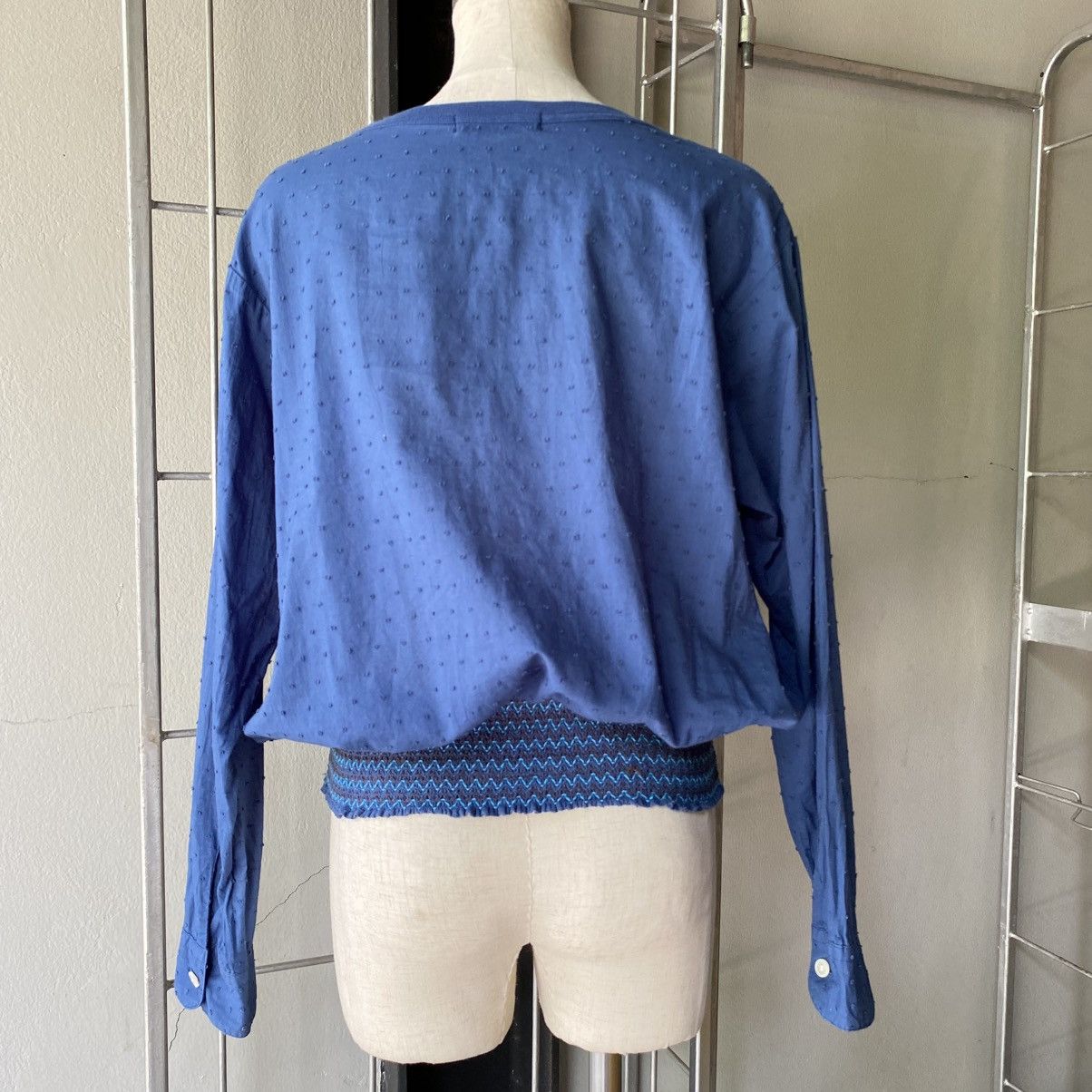 Ne-Net Ne-Net Blue Textured Long Sleeve Blouse Size XS / US 0-2 / IT 36-38 - 18 Thumbnail