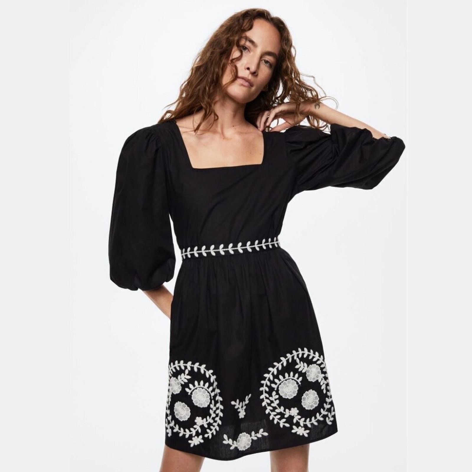 Mango MANGO Puff Sleeve Cotton Dress NWT Size M / US 6-8 / IT 42-44 - 1 Thumbnail