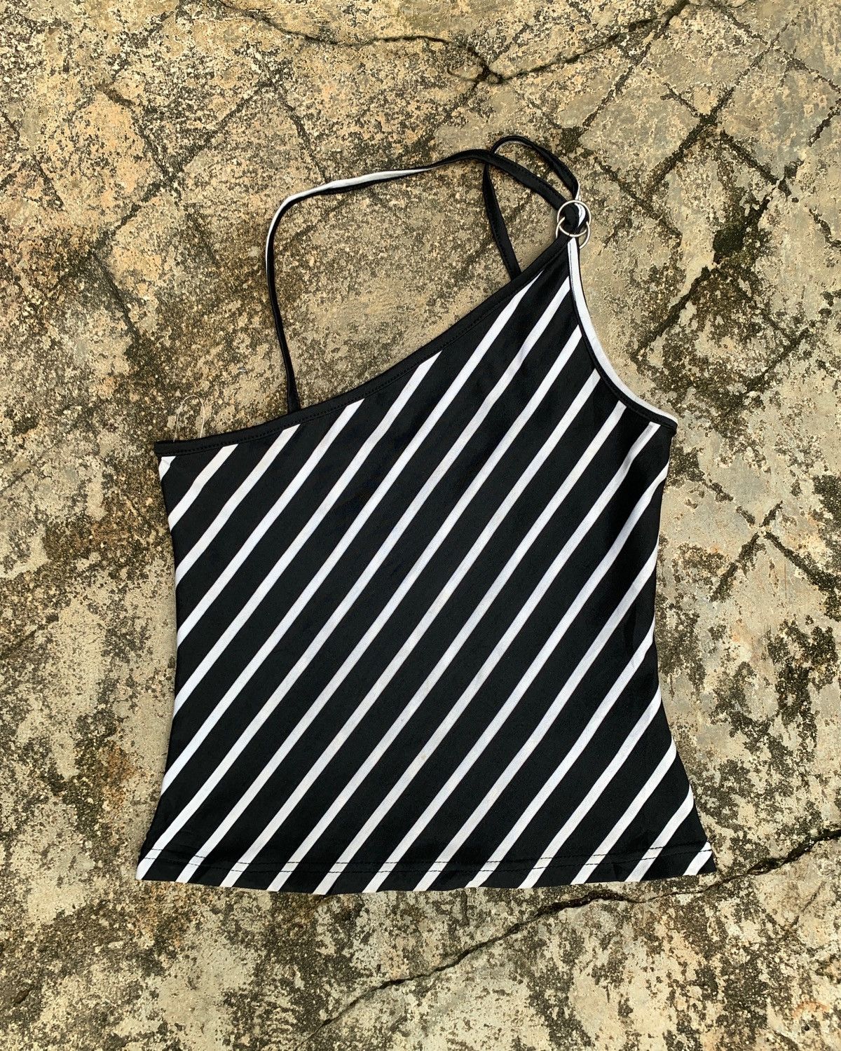 Custommade y2k Unknown Pin Stripes One Shoulder Asymmetrical Tanktop Size S / US 4 / IT 40 - 1 Thumbnail