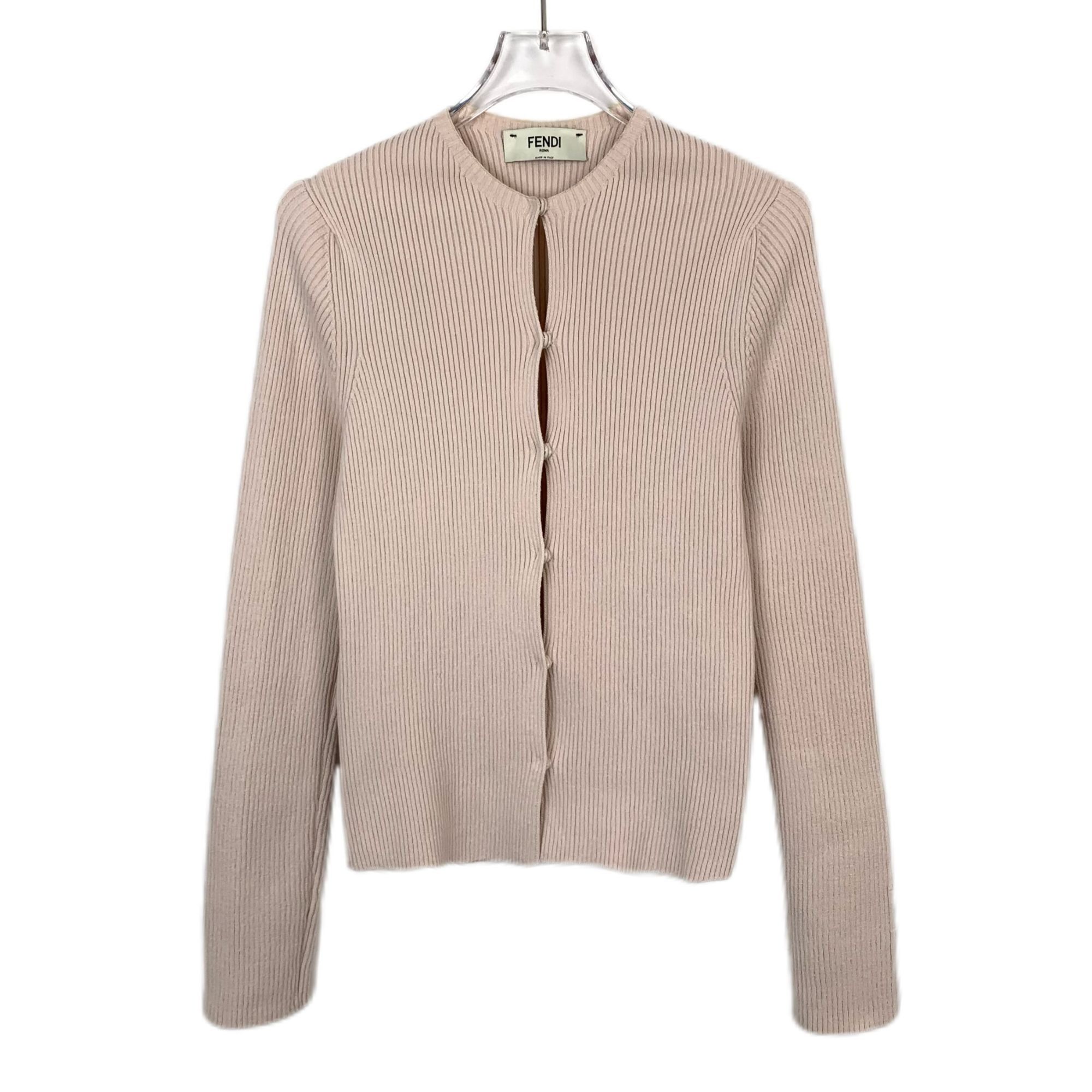 Fendi Fendi Beige Cotton Long Sleeve Knitted Cardigan (Size L) Size M / US 6-8 / IT 42-44 - 1 Thumbnail