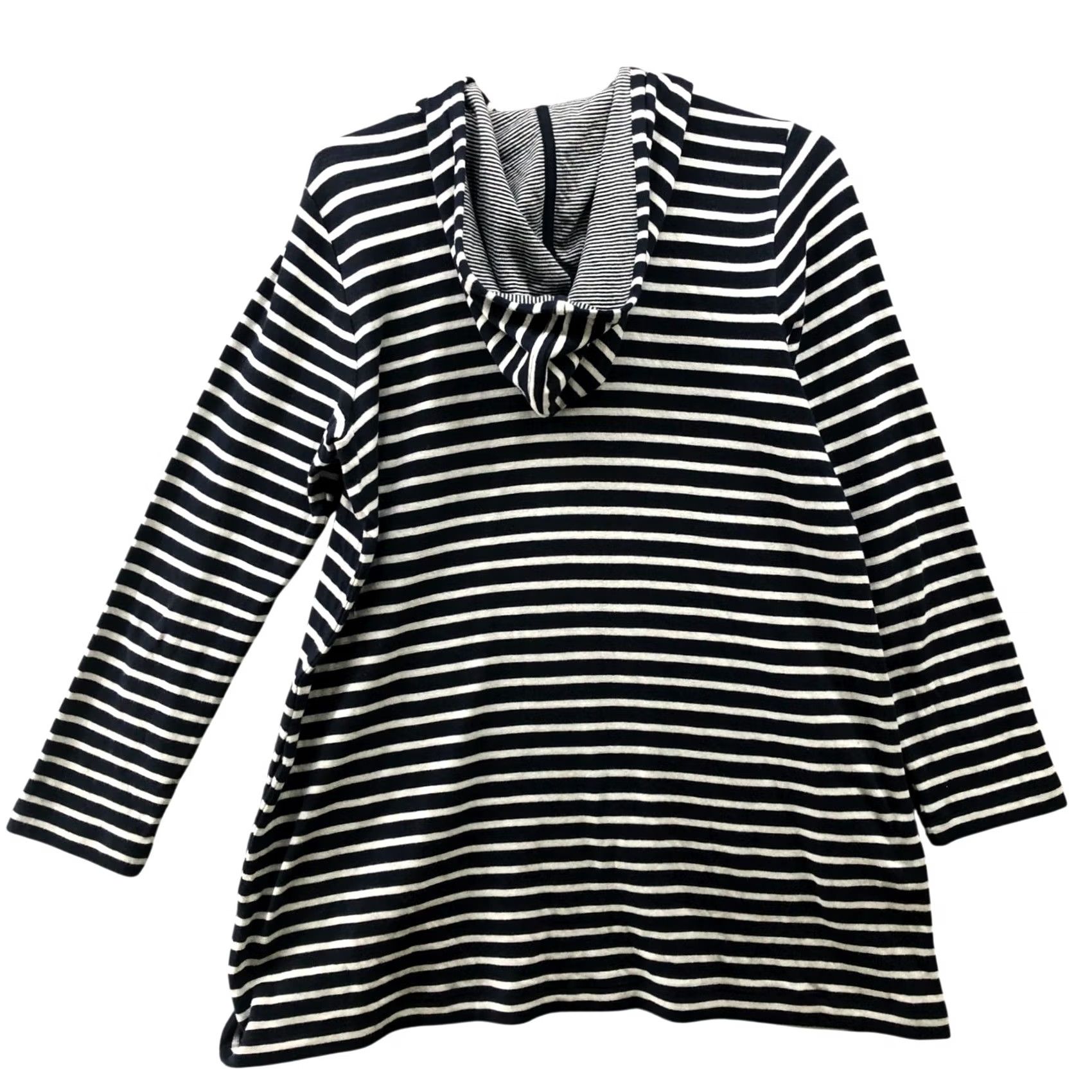 J. Jill J. Jill Hoodie Womens S Navy Blue White Striped Tunic Lounge Cotton S Pullover Crew Neck Casual Size S / US 4 / IT 40 - 2 Thumbnail