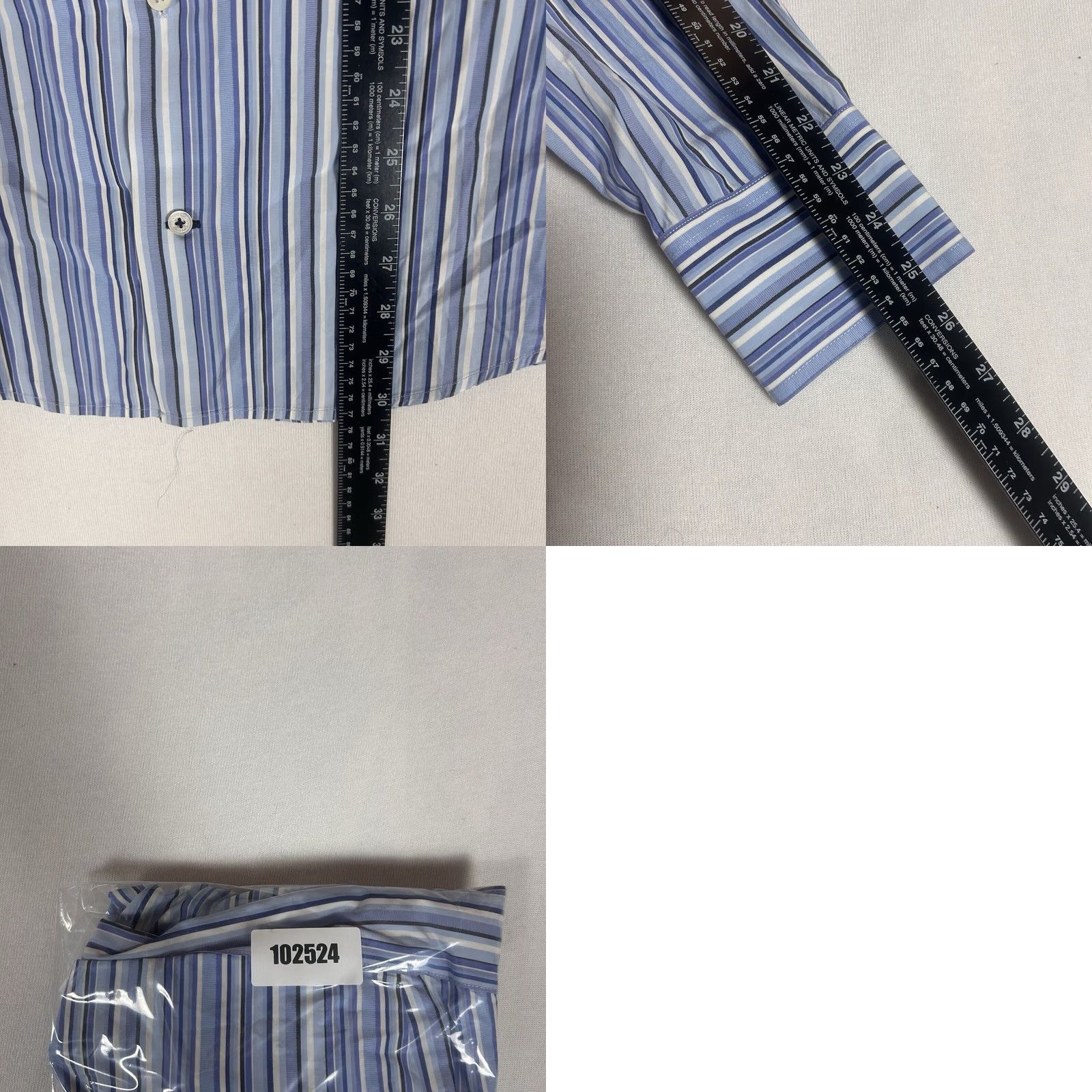 Banana Republic Banana Republic Dress Shirt Men's Medium 15-15.5 Blue Striped Long Sleeve Button Size 40R - 8 Thumbnail
