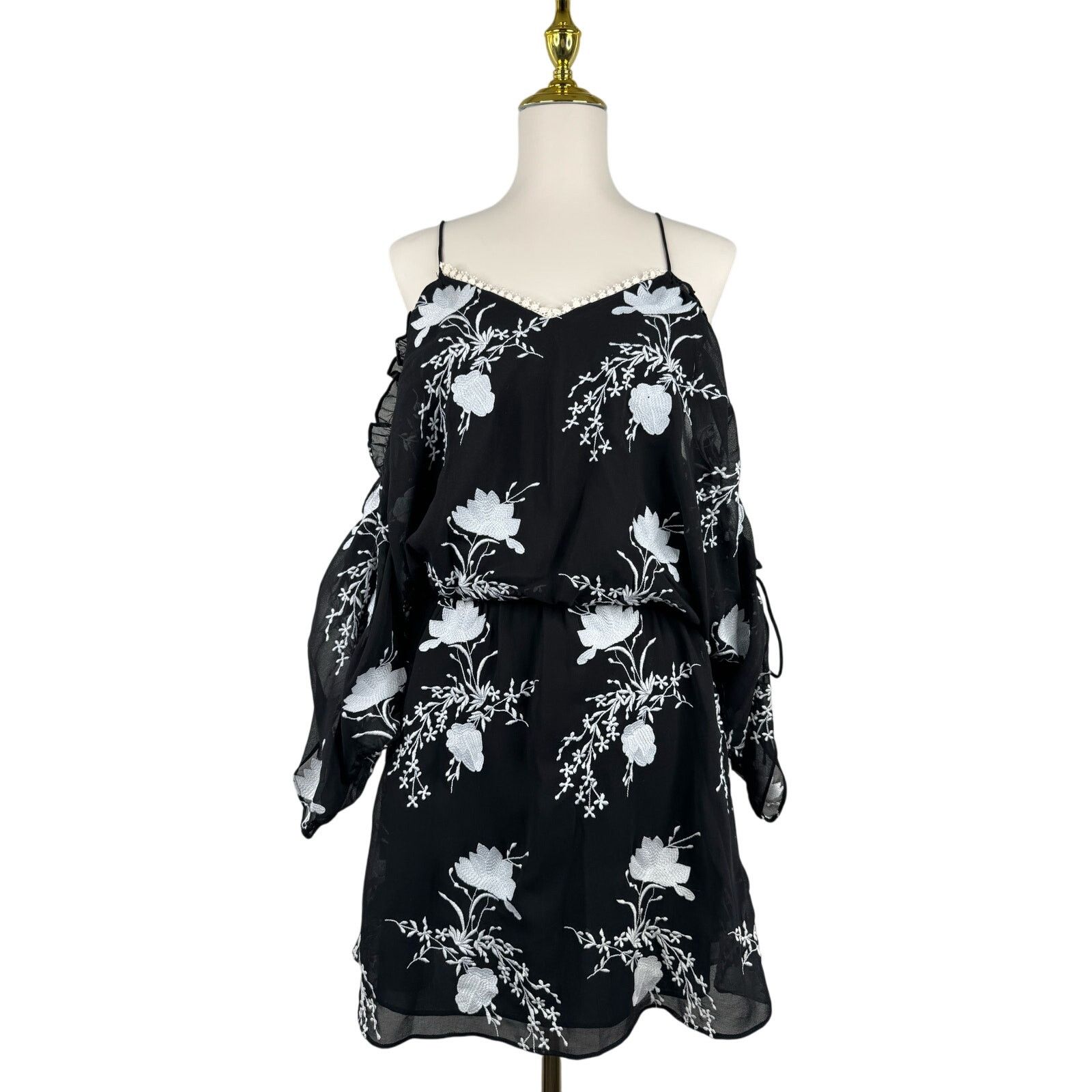 Alice + Olivia Alice and Olivia Holden Embroidered Cold-Shoulder Dress Size L / US 10 / IT 46 - 2 Thumbnail
