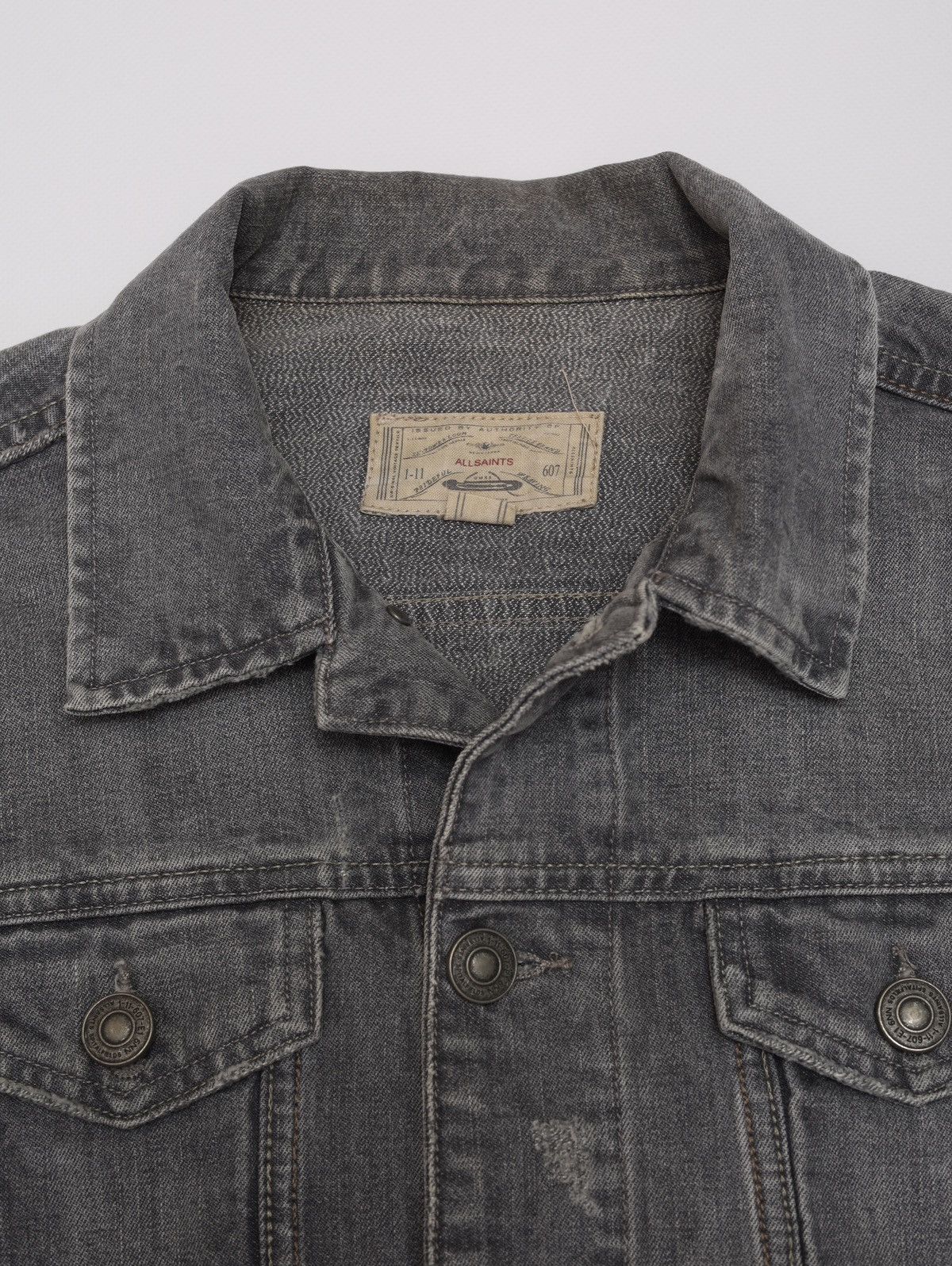 Allsaints Allsaints Keswick Denim Jacket Gray Distressed Style Size US S / EU 44-46 / 1 - 6 Thumbnail