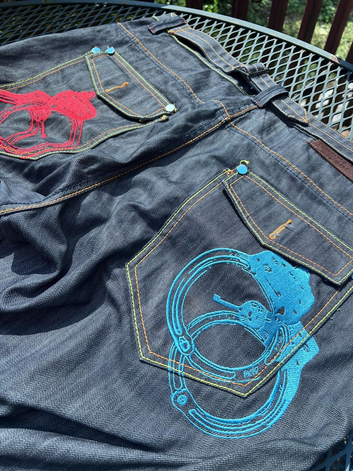 Other CRAZY EMBROIDERED RAW DENIM KONVICT JEANS Y2K STYLE BAGGY Size US 42 / EU 58 - 2 Thumbnail