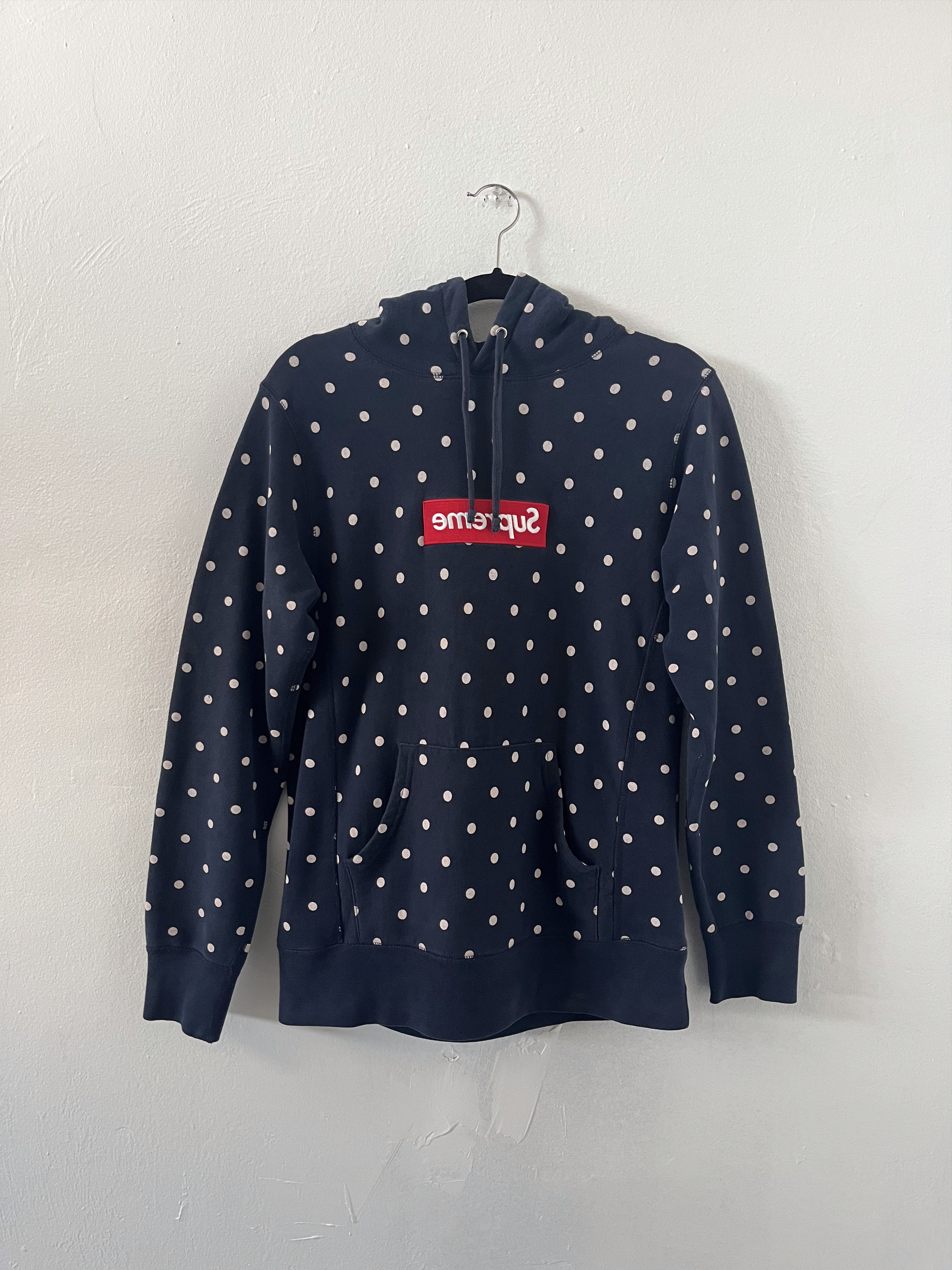 Supreme Supreme CDG SS12 Polka-Dot Box Logo Navy Hoodie Size US S / EU 44-46 / 1 - 1 Thumbnail