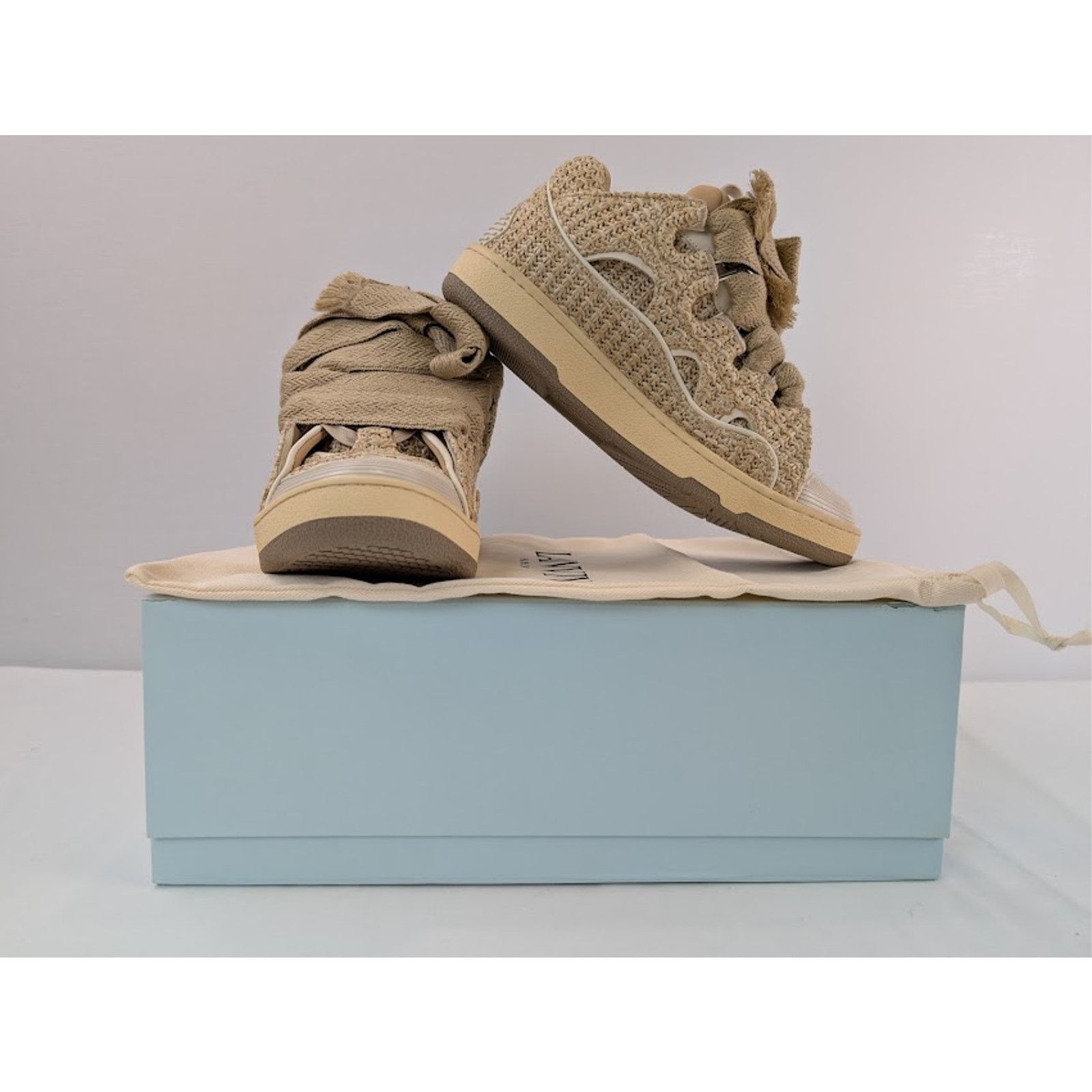 Lanvin o1rshd1 Curb Low Top Sneakers in 65 Natural Size US 13 / EU 46 - 18 Thumbnail