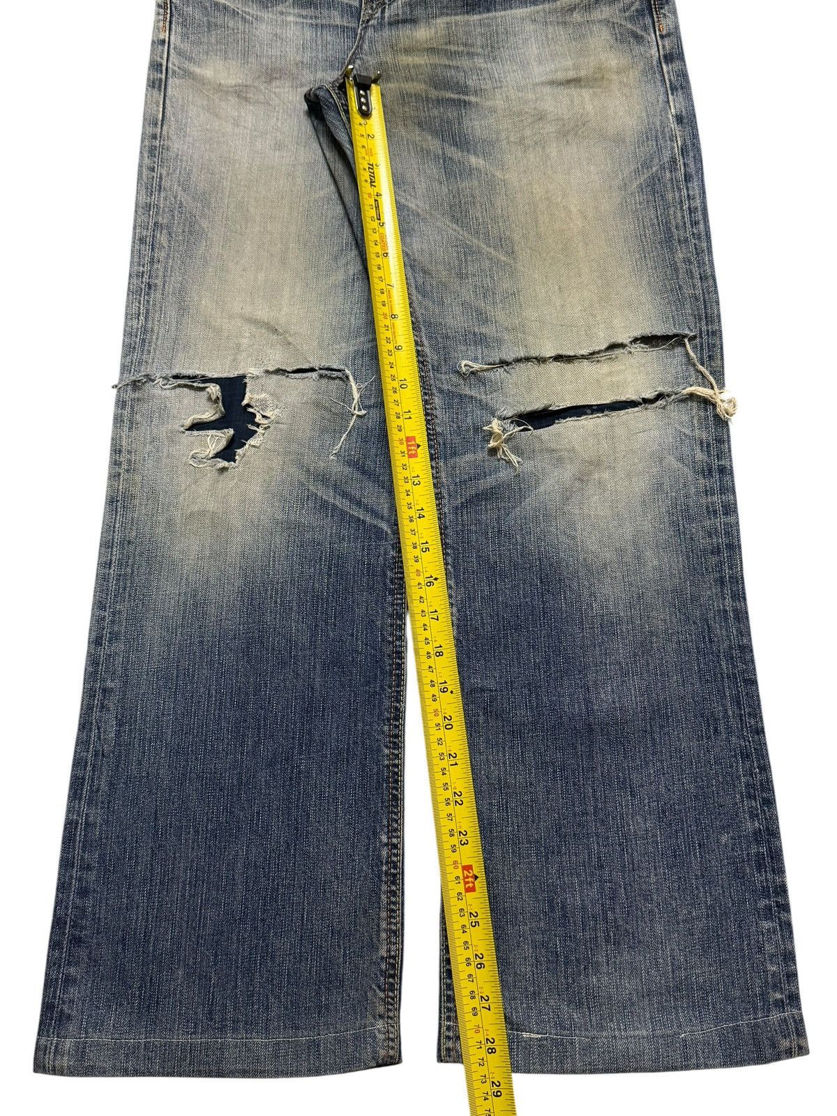 Edwin Vintage 90s Edwin 503 Mud Wash Faded Distress Wide Leg Baggy Size US 31 - 11 Thumbnail