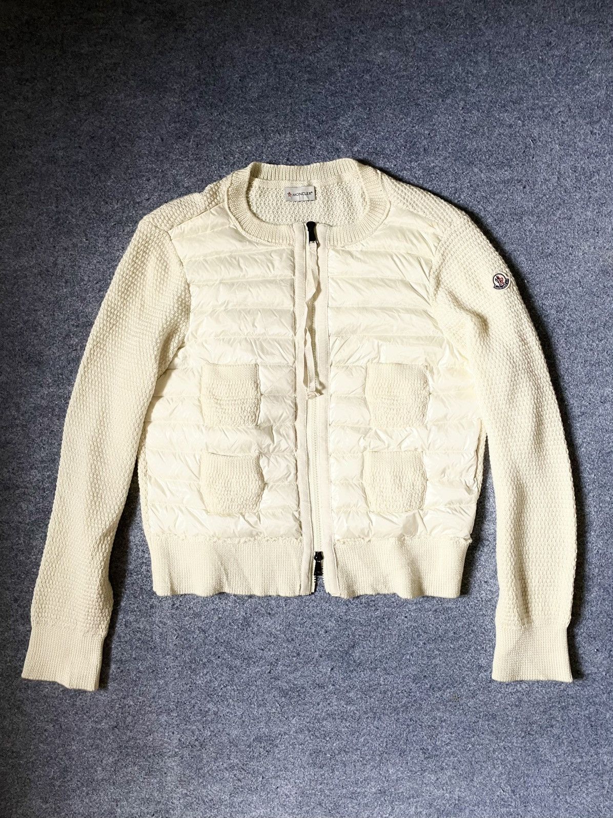 Moncler Moncler White Padded Wool Zip-up Cardigan Size M / US 6-8 / IT 42-44 - 1 Thumbnail