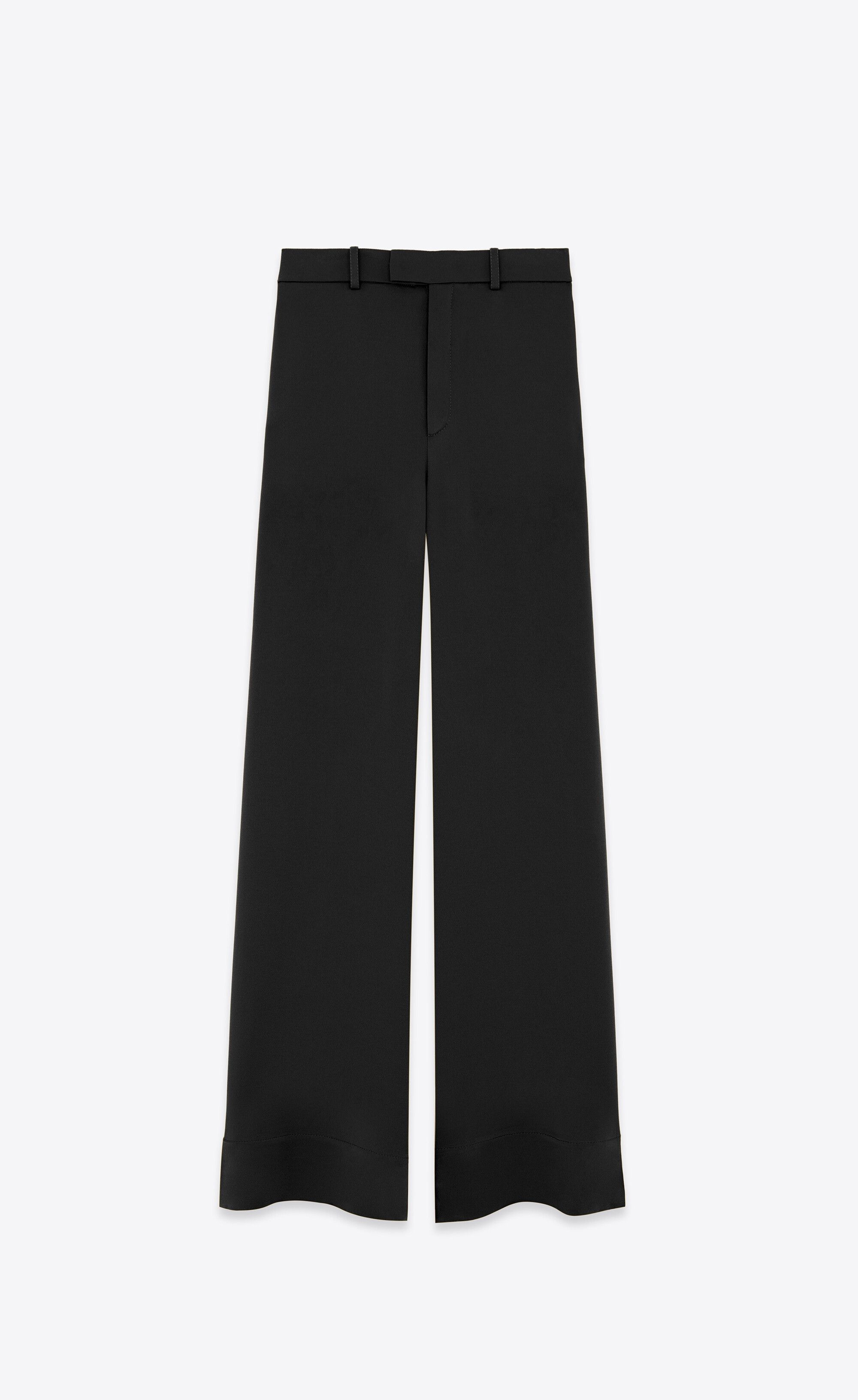Saint Laurent Paris o1s1wg110225 735726 Large Pant in Crepe Satin in Black Size 25" / US 0 / IT 36 - 1 Thumbnail