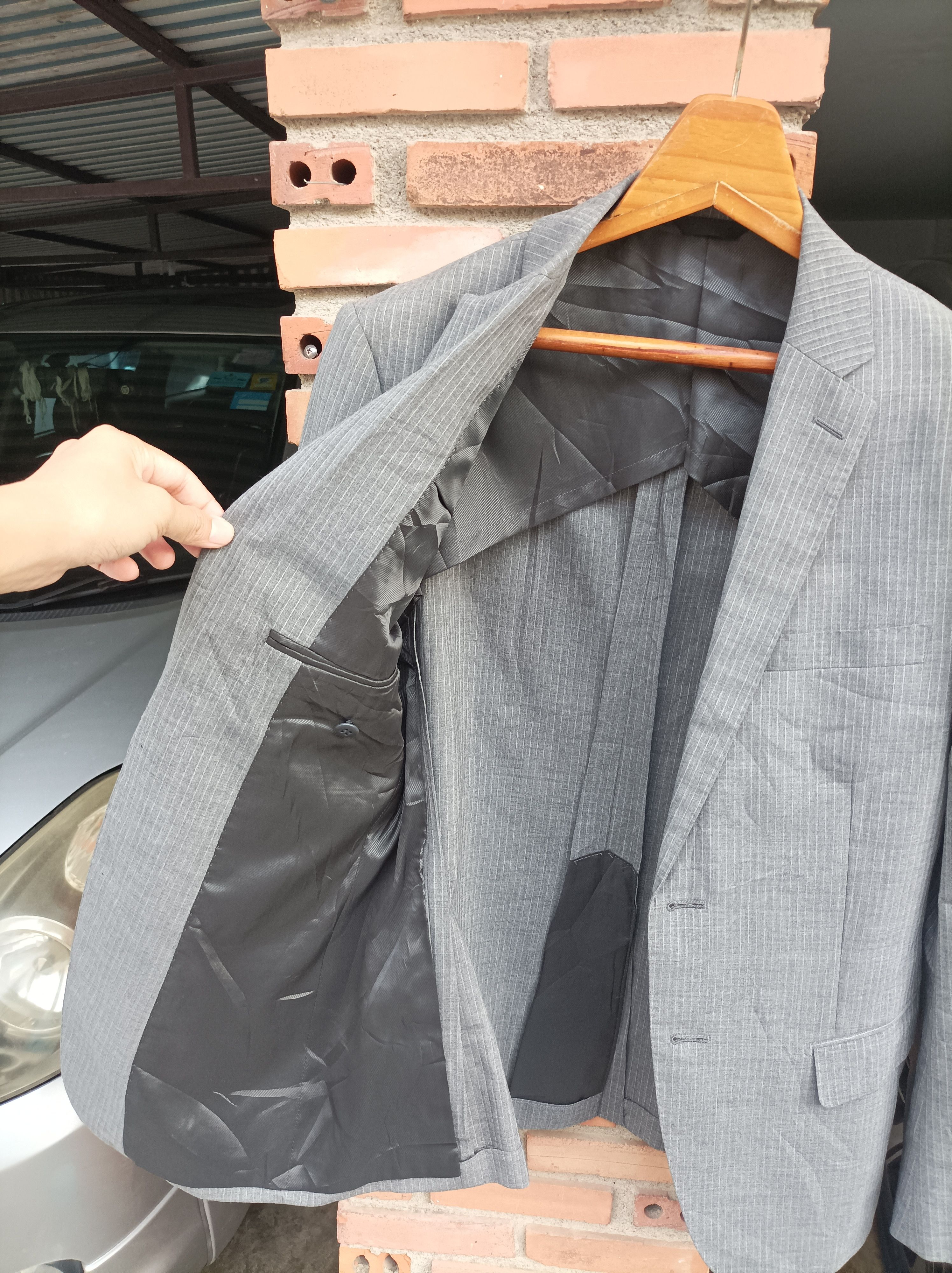 Yohji Yamamoto (J884) A.A.R. Limited Edition Japan Gray Strip Jacket Size 36R - 9 Thumbnail
